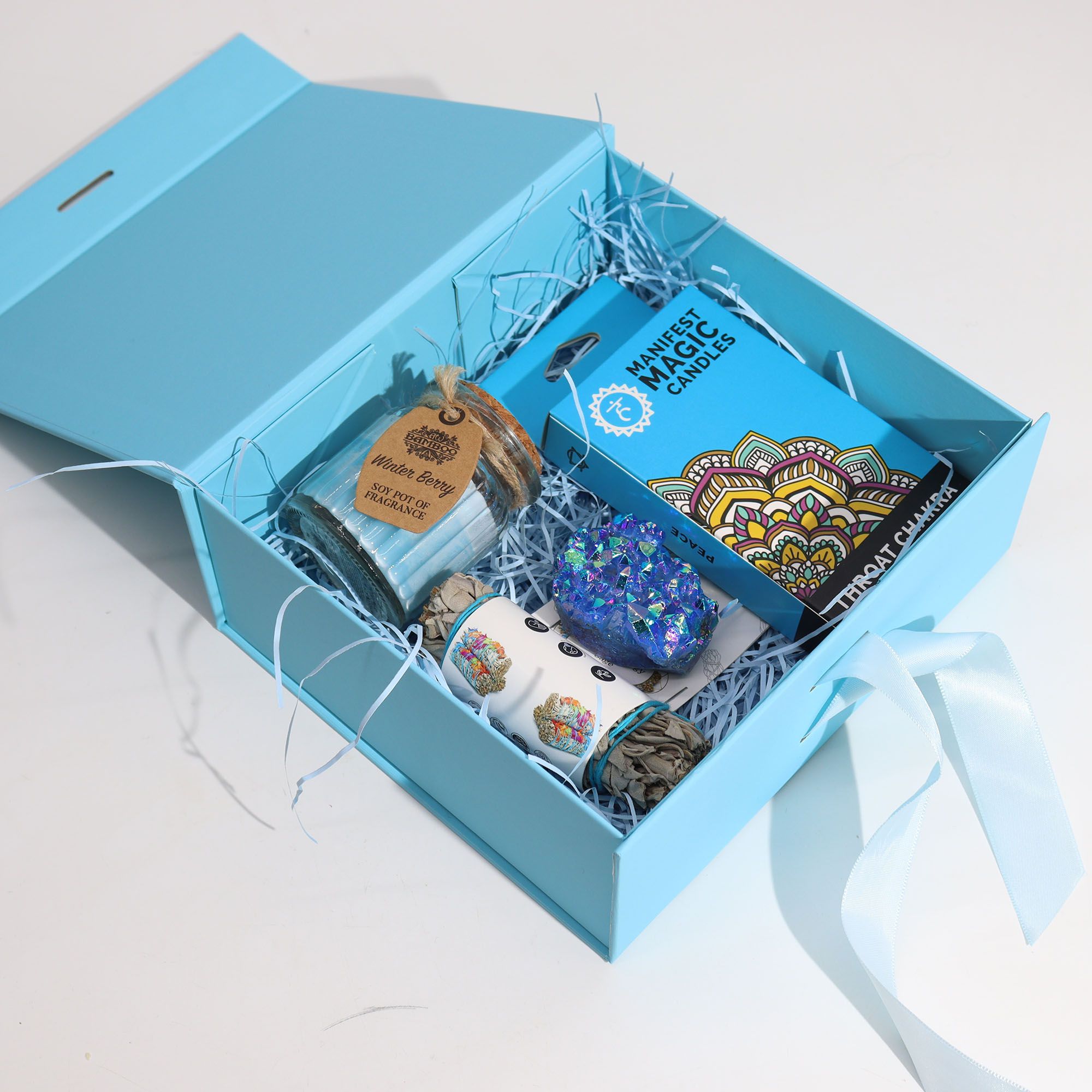 Flat Pack Gift Box - Medium Square (20x18.2x8cm) - Baby Blue - Image 3