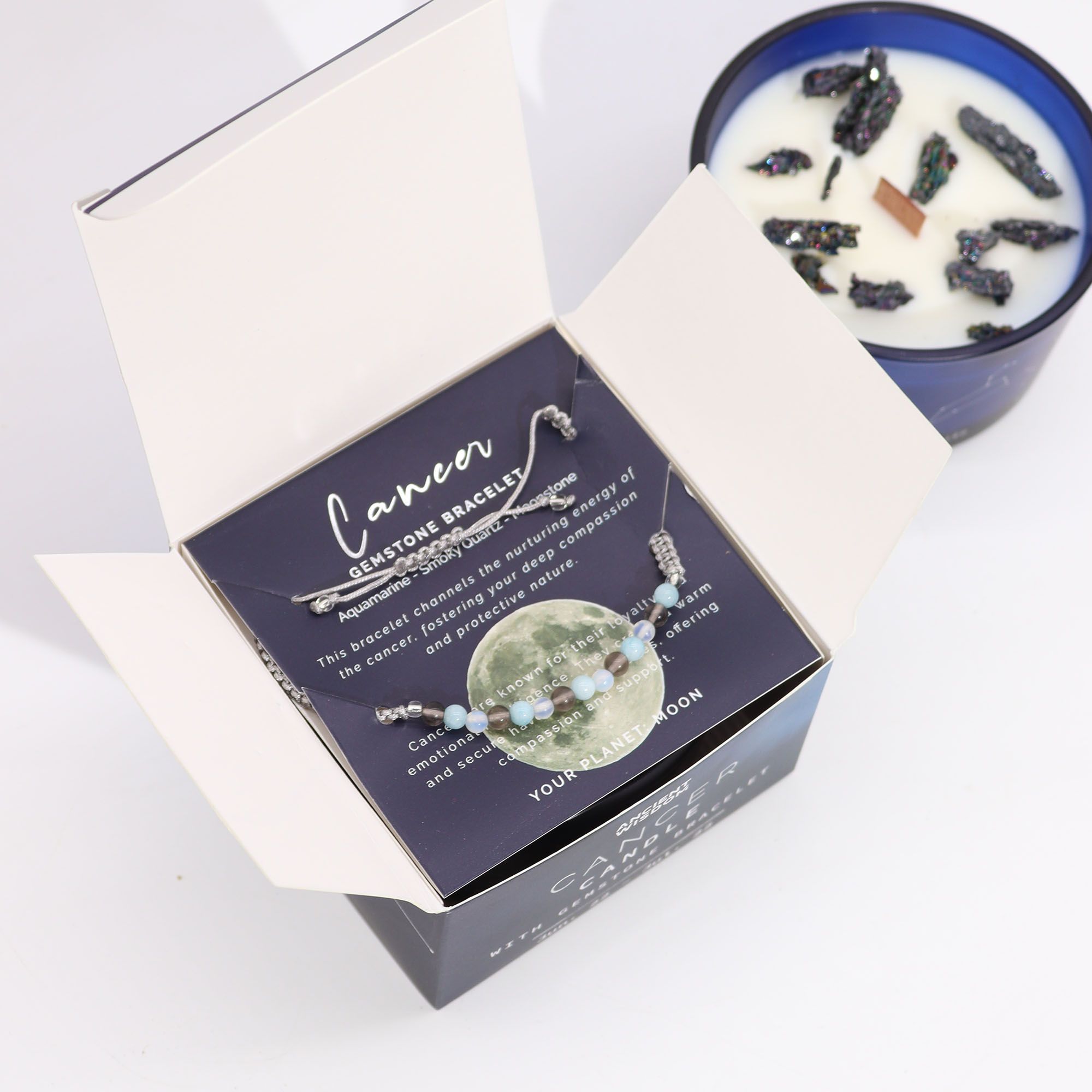 Zodiac Crystal Candle with Gemstone Bracelet - Cancer - Image 3