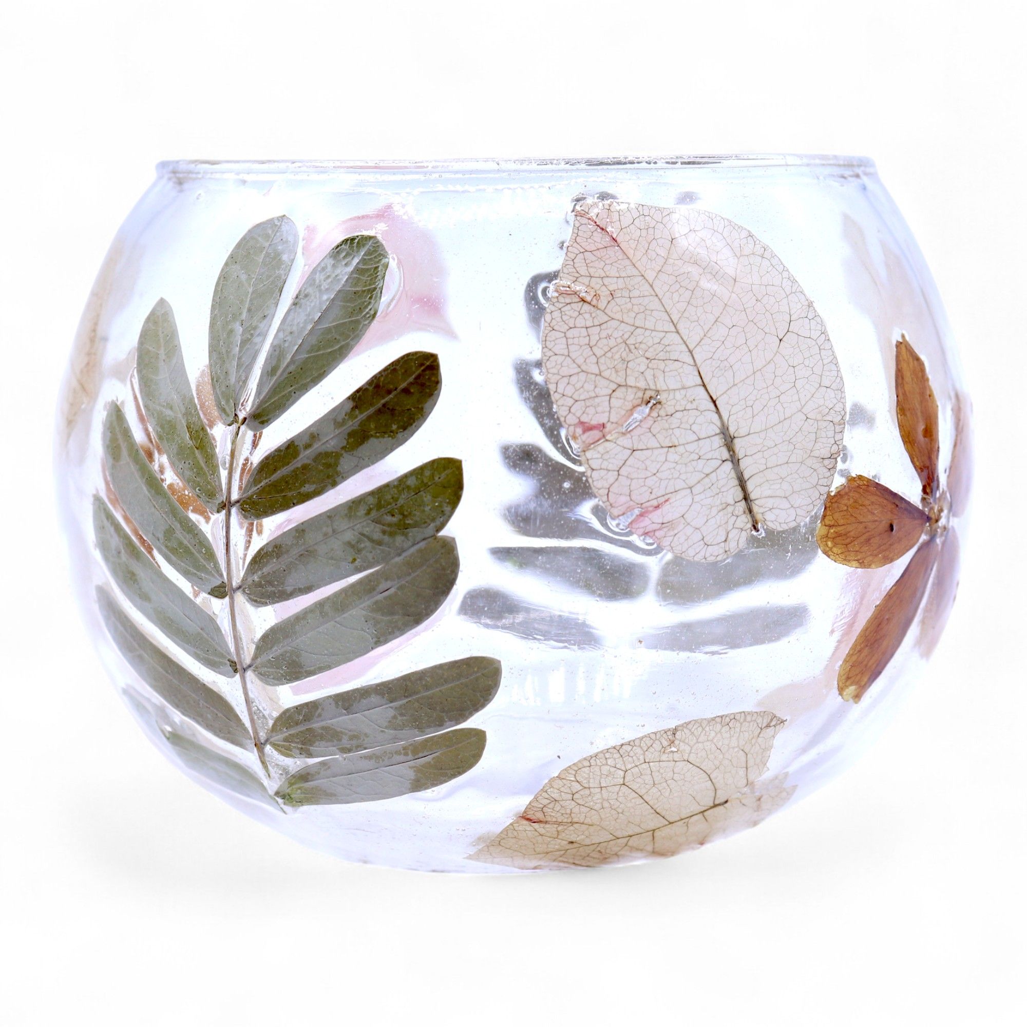 Natural Floral Glass - Bowl Candle Holder - Primavera - (8x10cm) - Image 2