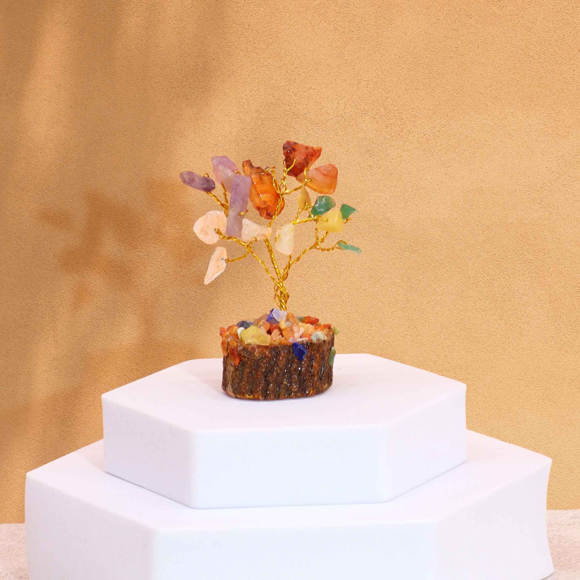 Mini Gemstone Tree On Wood Base - Multi Stones (15 stones) - Image 6