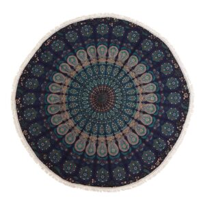 Small Mandala Roundie Cotton Art (130cm) - Peacock Blues