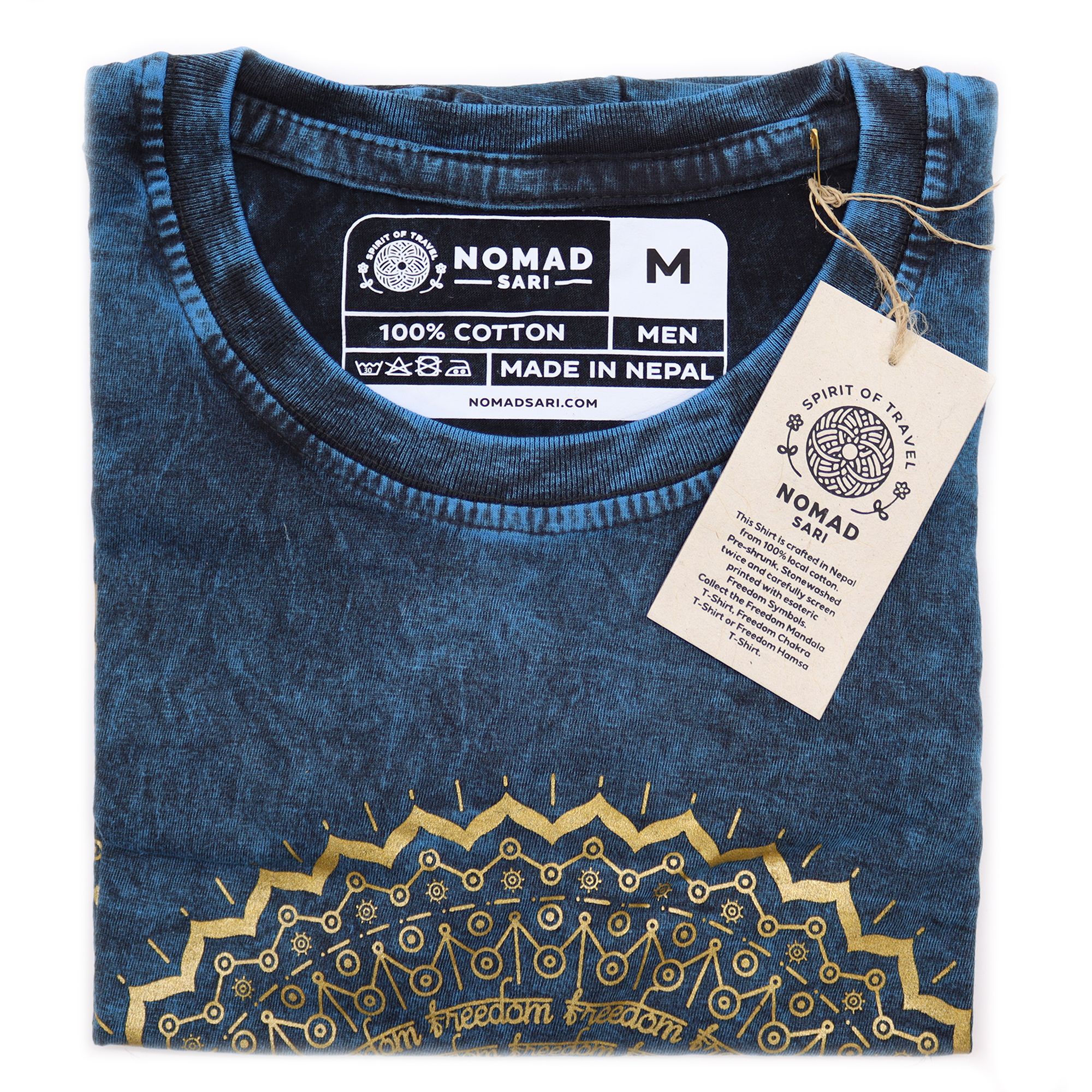 Medium Stone Washed T-Shirt - Mandala - Blue - Image 3