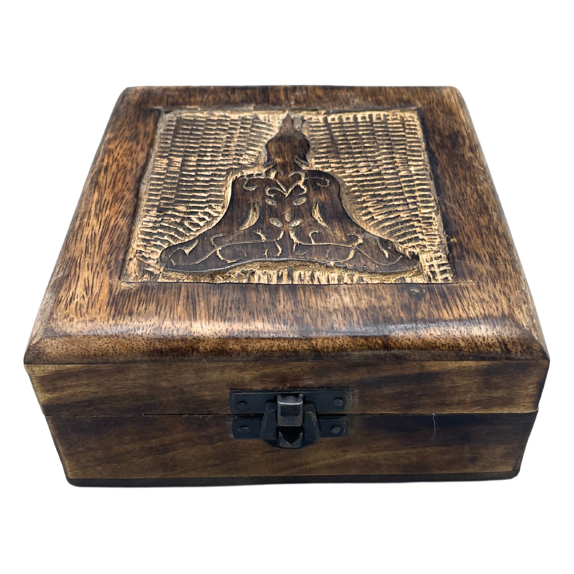 Square Wooden Keepsake Box 13x13x6cm - Buddha - Image 2
