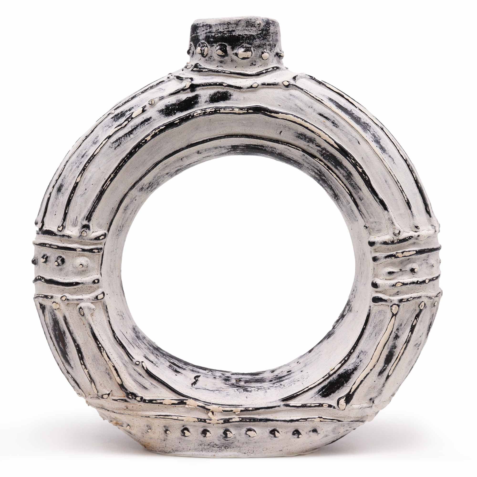 Round Donut Shaped Vase - Cream 30cm - Image 3