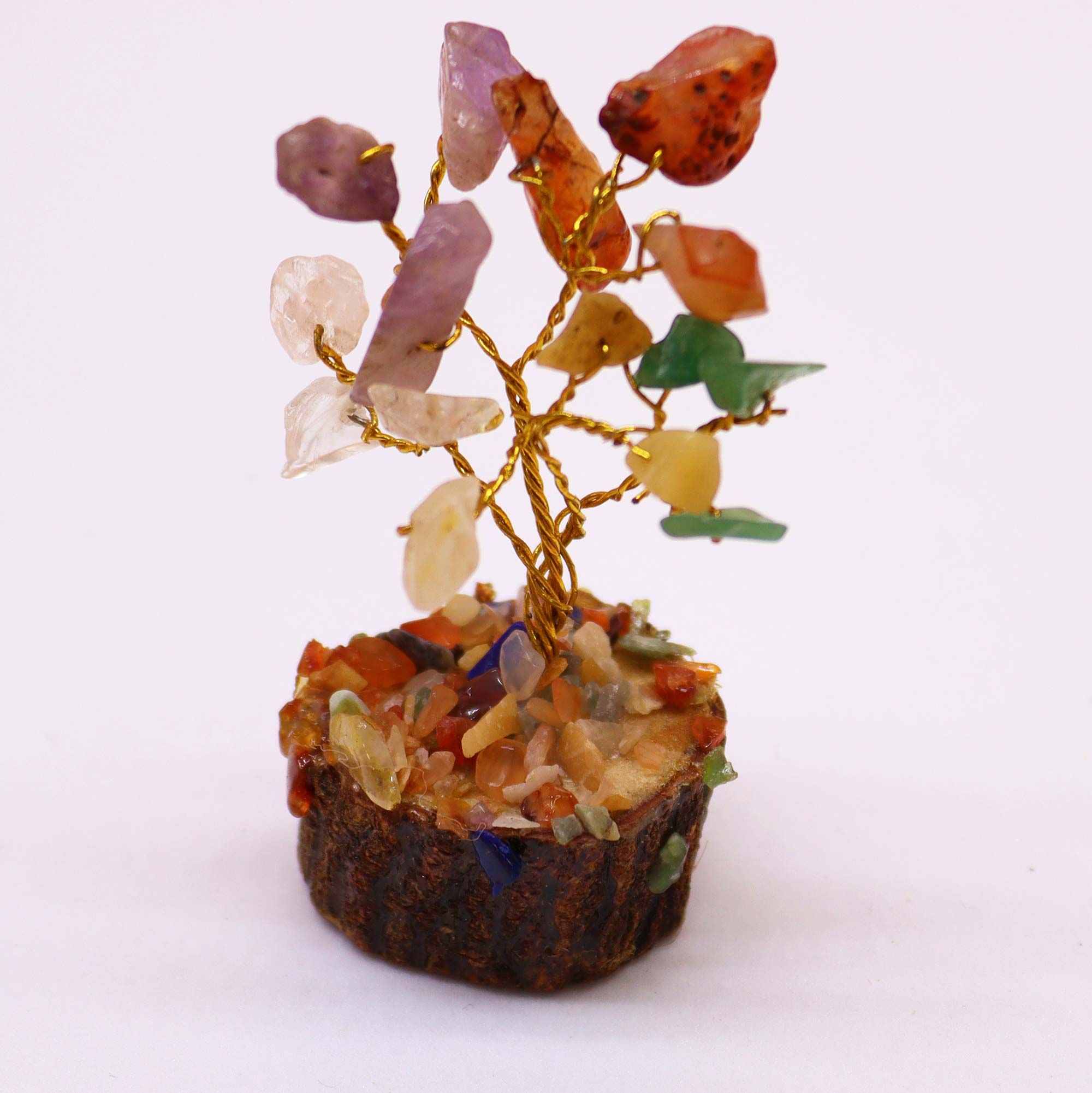 Mini Gemstone Tree On Wood Base - Multi Stones (15 stones) - Image 5