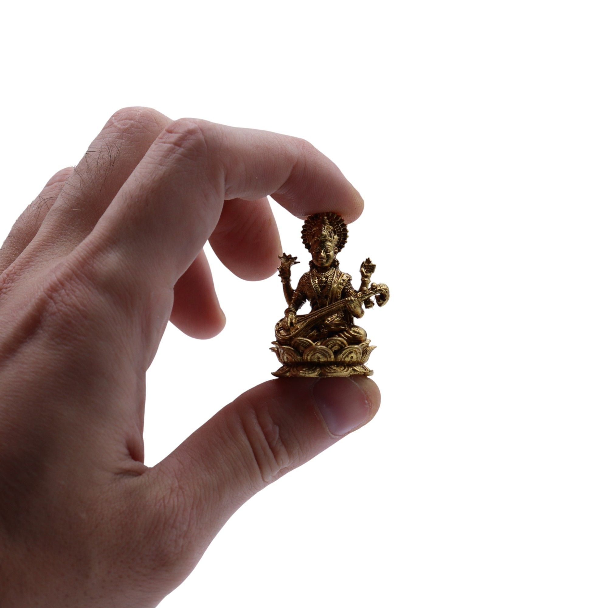 Brass Miniature Gods - Sarswati (22gms) - 34mm - Image 2