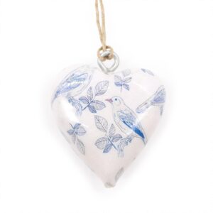 Lrg Decor Wood Heart -  Blue Bird