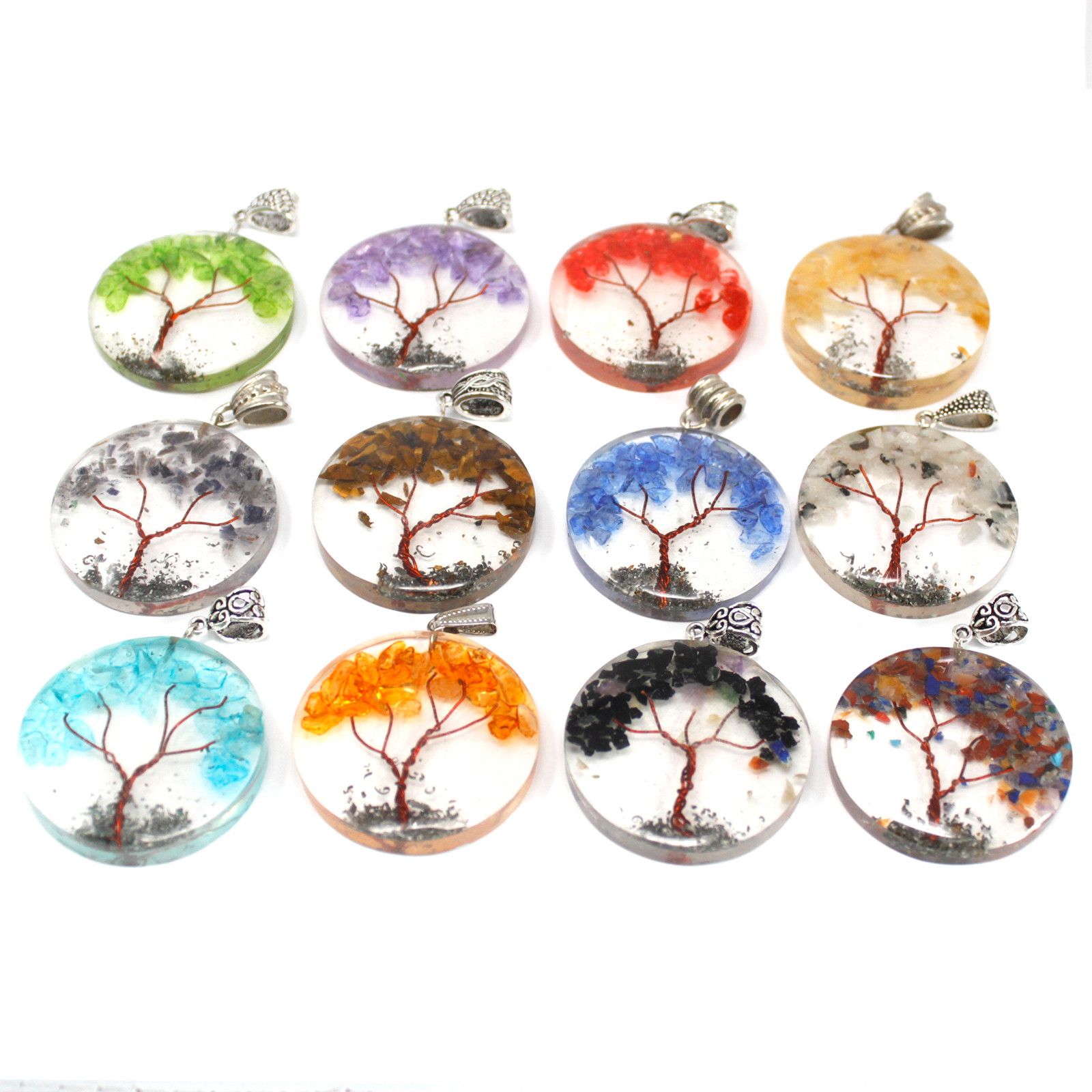 Orgonite Power Pendant - Round Amethyst Tree (mix) - Image 3