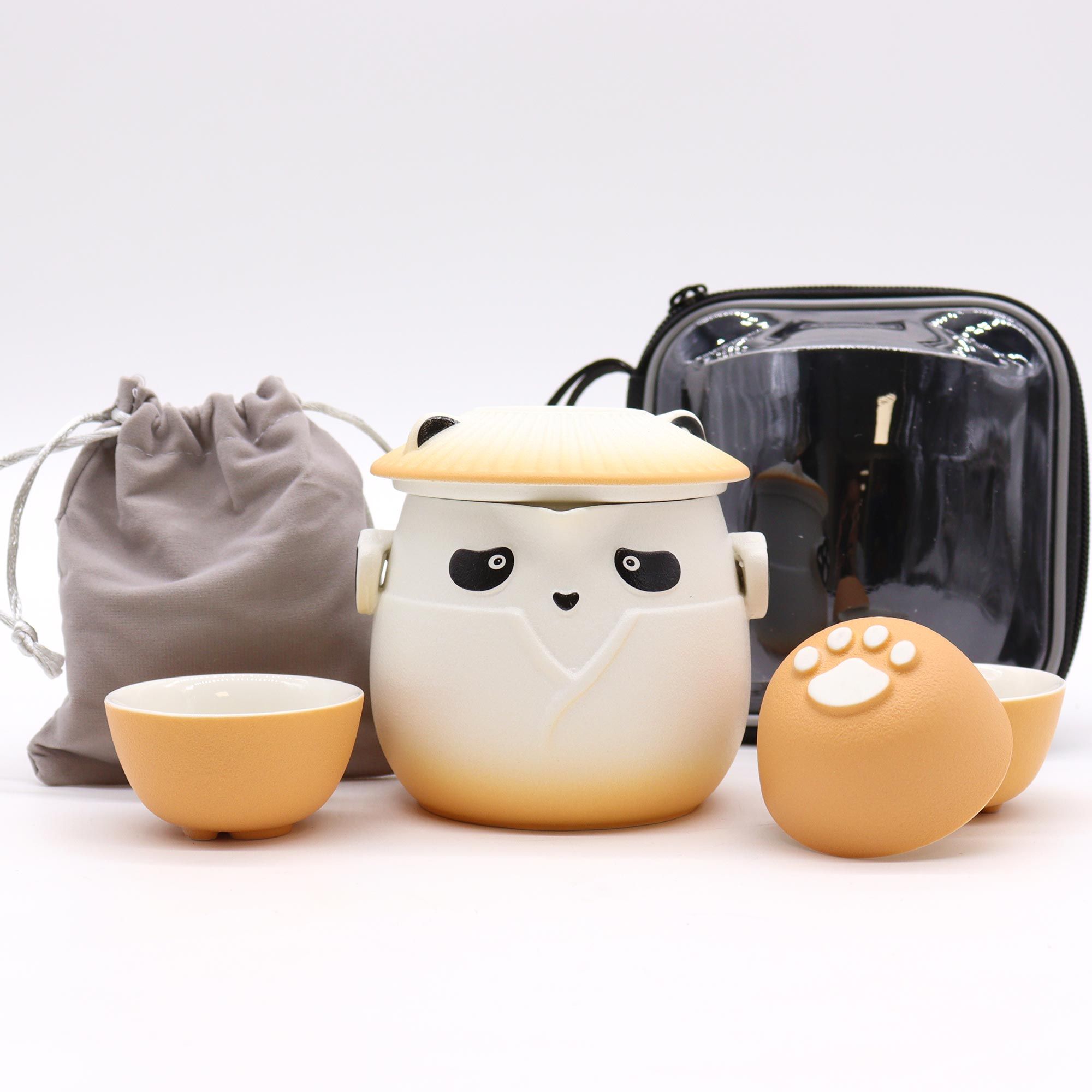 Panda Teapot Set & Three Cups - Orange - Image 2
