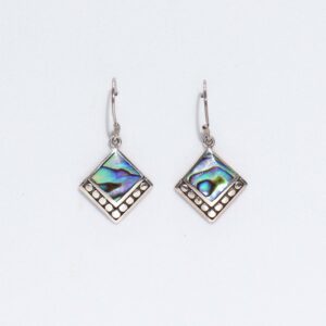 Shell & Silver Earrings - Square Dots- Abalone