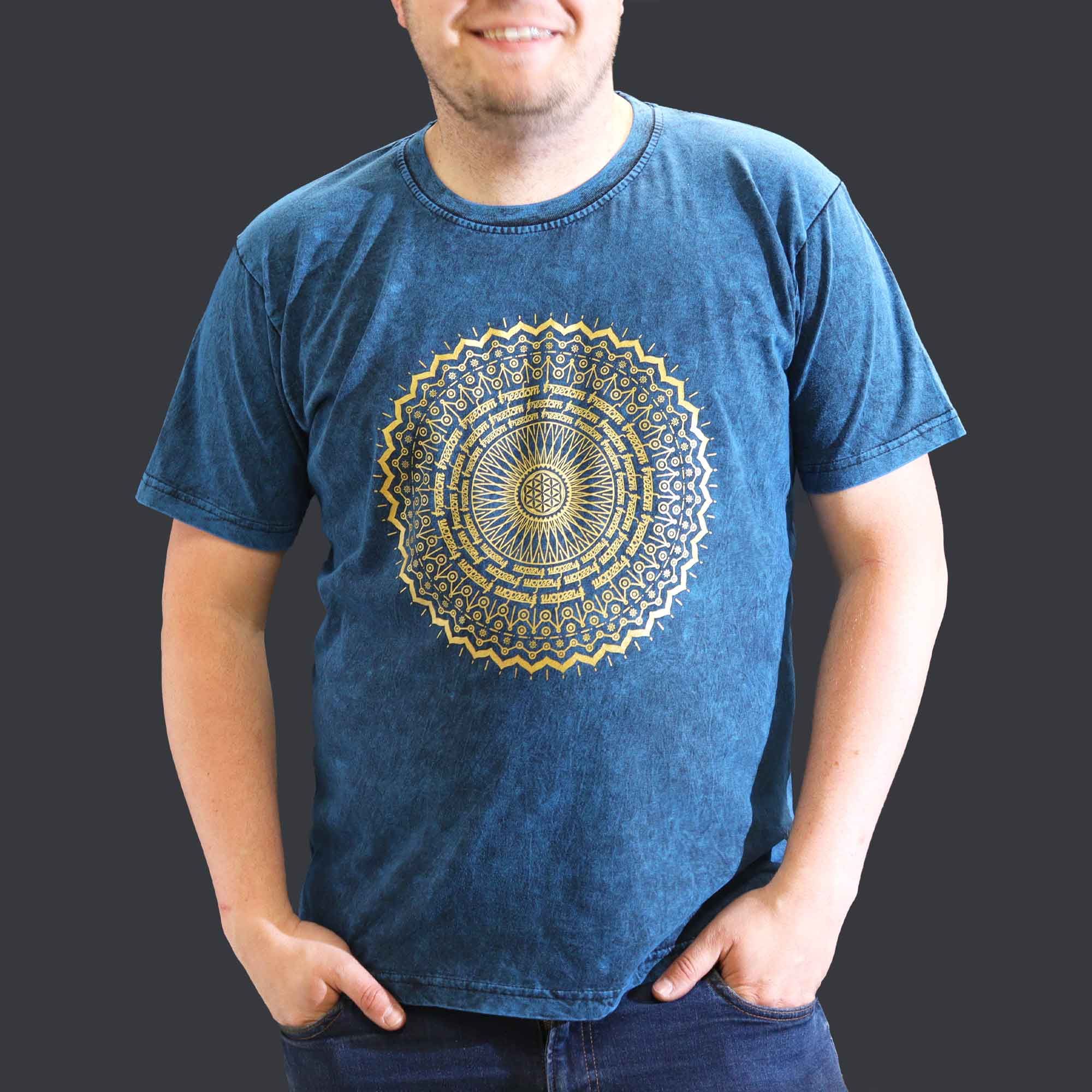 XLarge Stone Washed T-Shirt - Mandala - Blue - Image 3