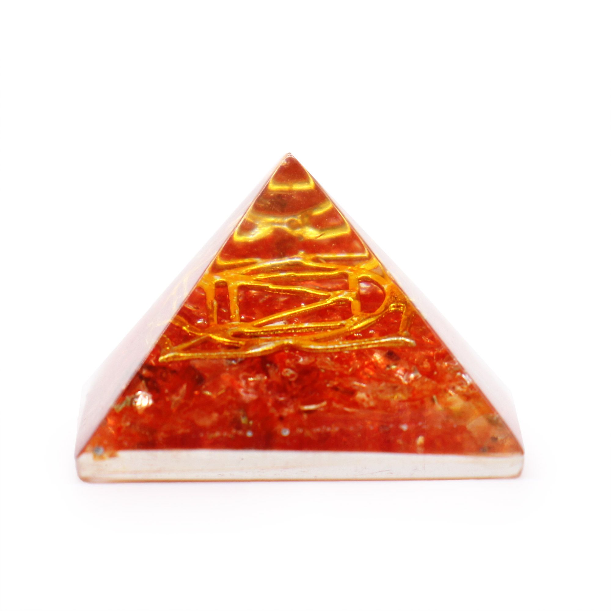 Sm Orgonite Pyramid 25mm Gemchips and Copper (assorted colours/designs) - Image 2