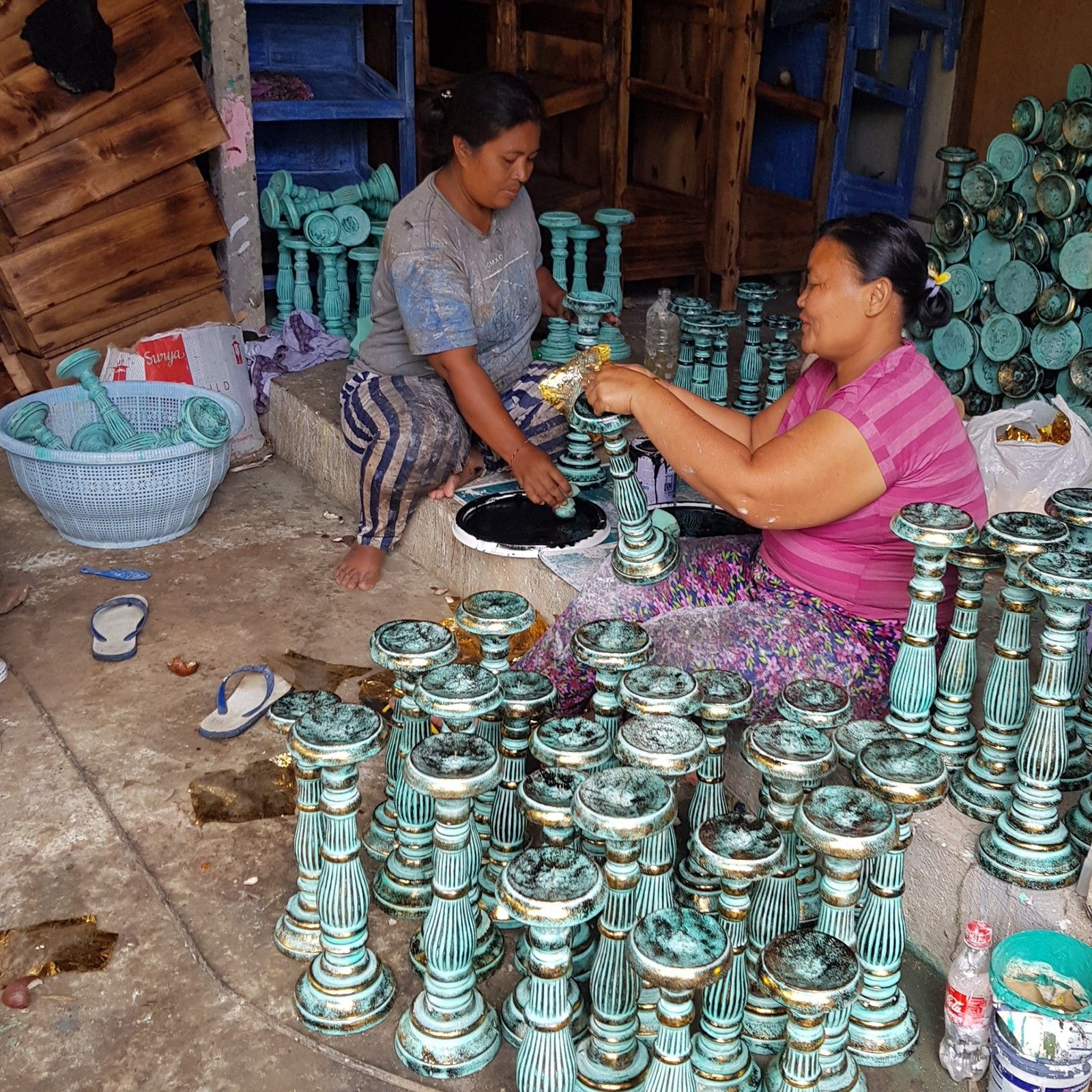 Large Candle Stand - Turquois Gold - Image 5