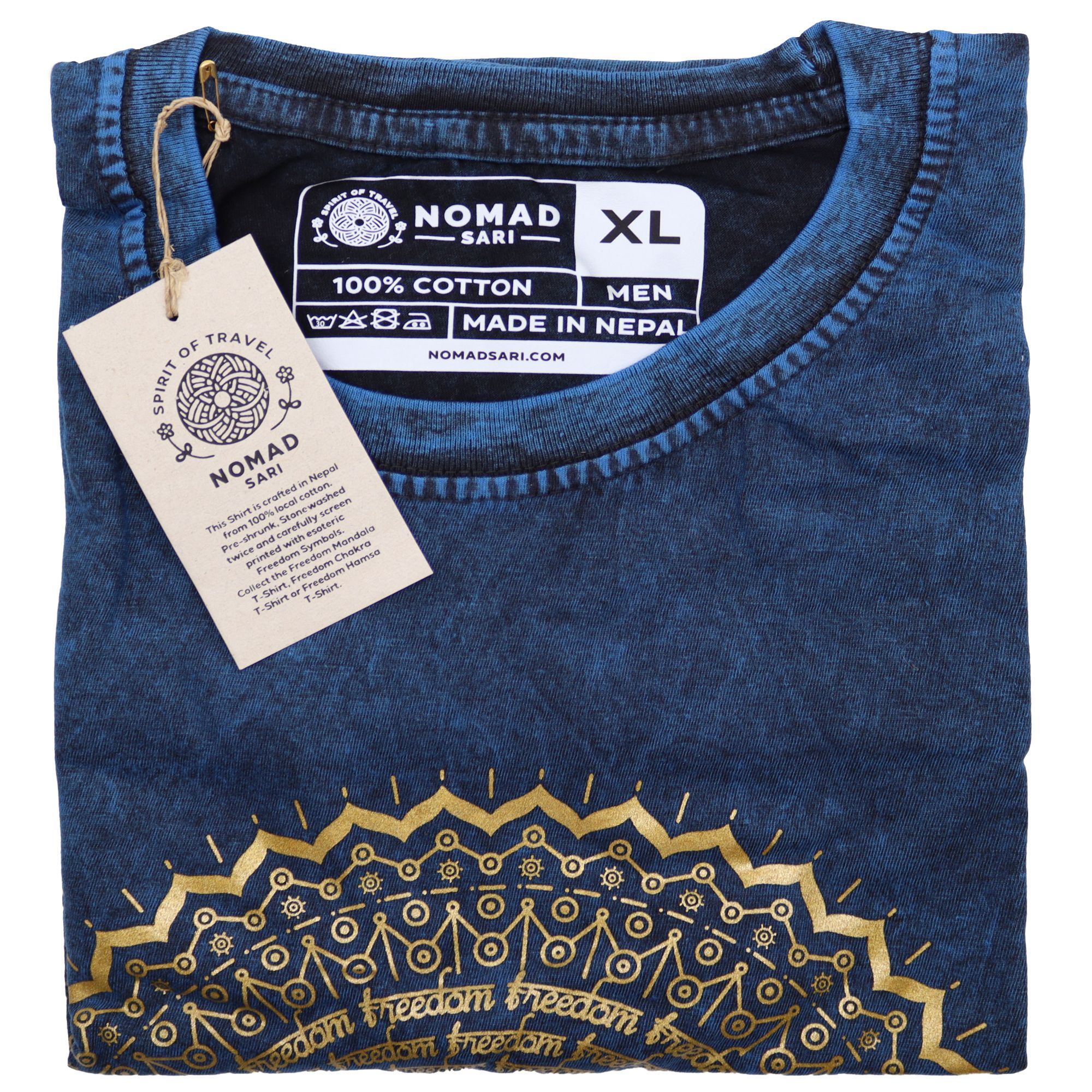 XLarge Stone Washed T-Shirt - Mandala - Blue - Image 2