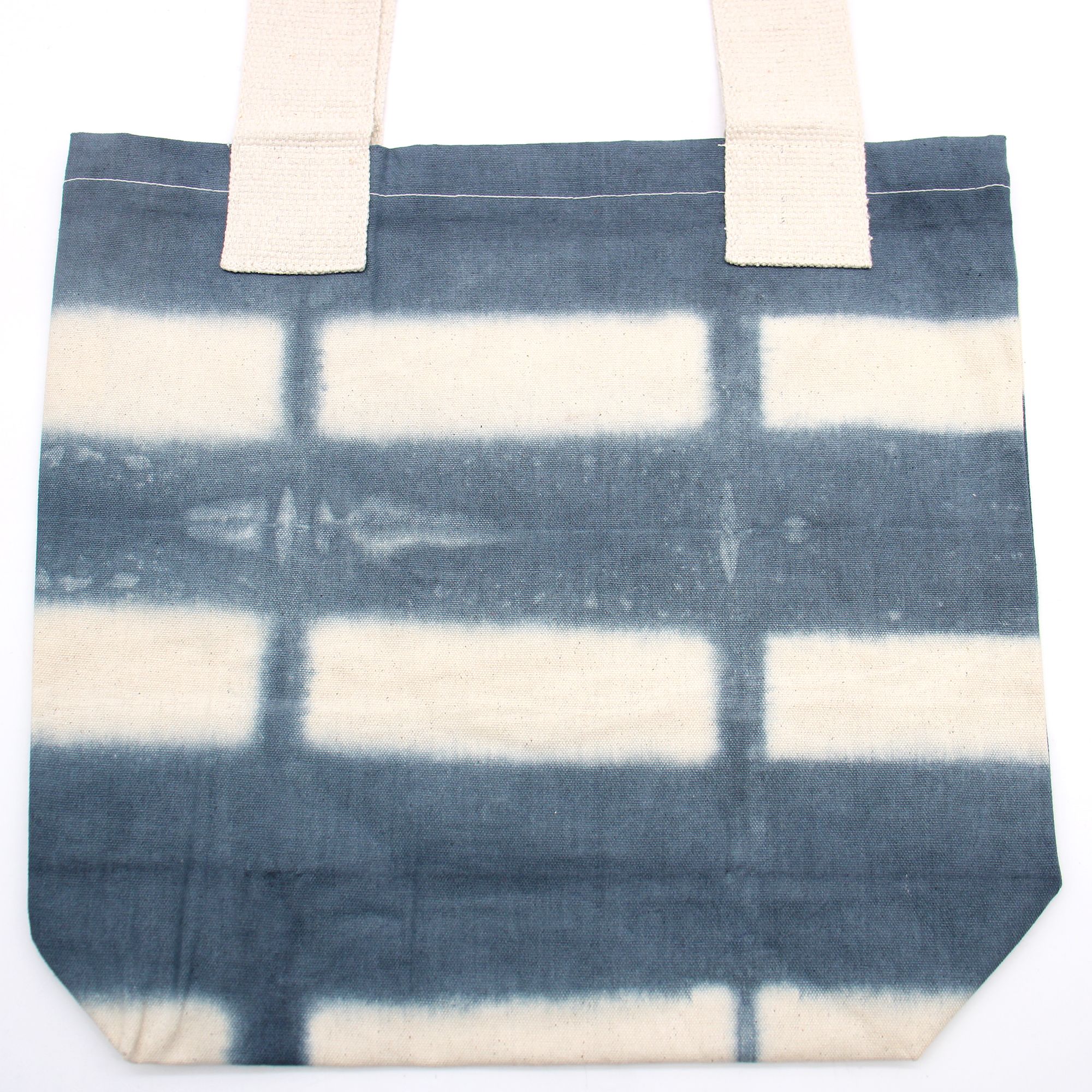 Natural Tye-Dye Cotton Bag (8oz) - 38x42x12cm - Grey Blocks - Natural Handle - Image 4
