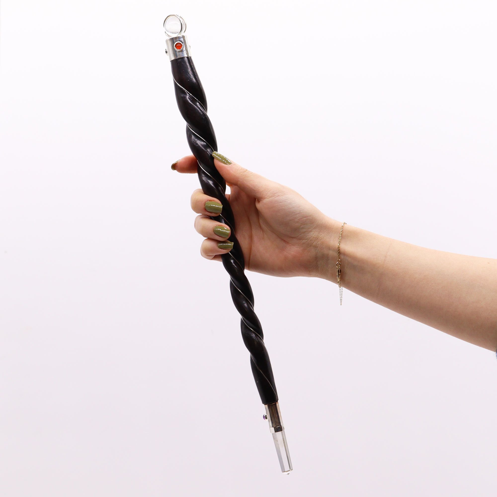 Extra Large Twisted Wood and Rock Quartz Wand - Image 2