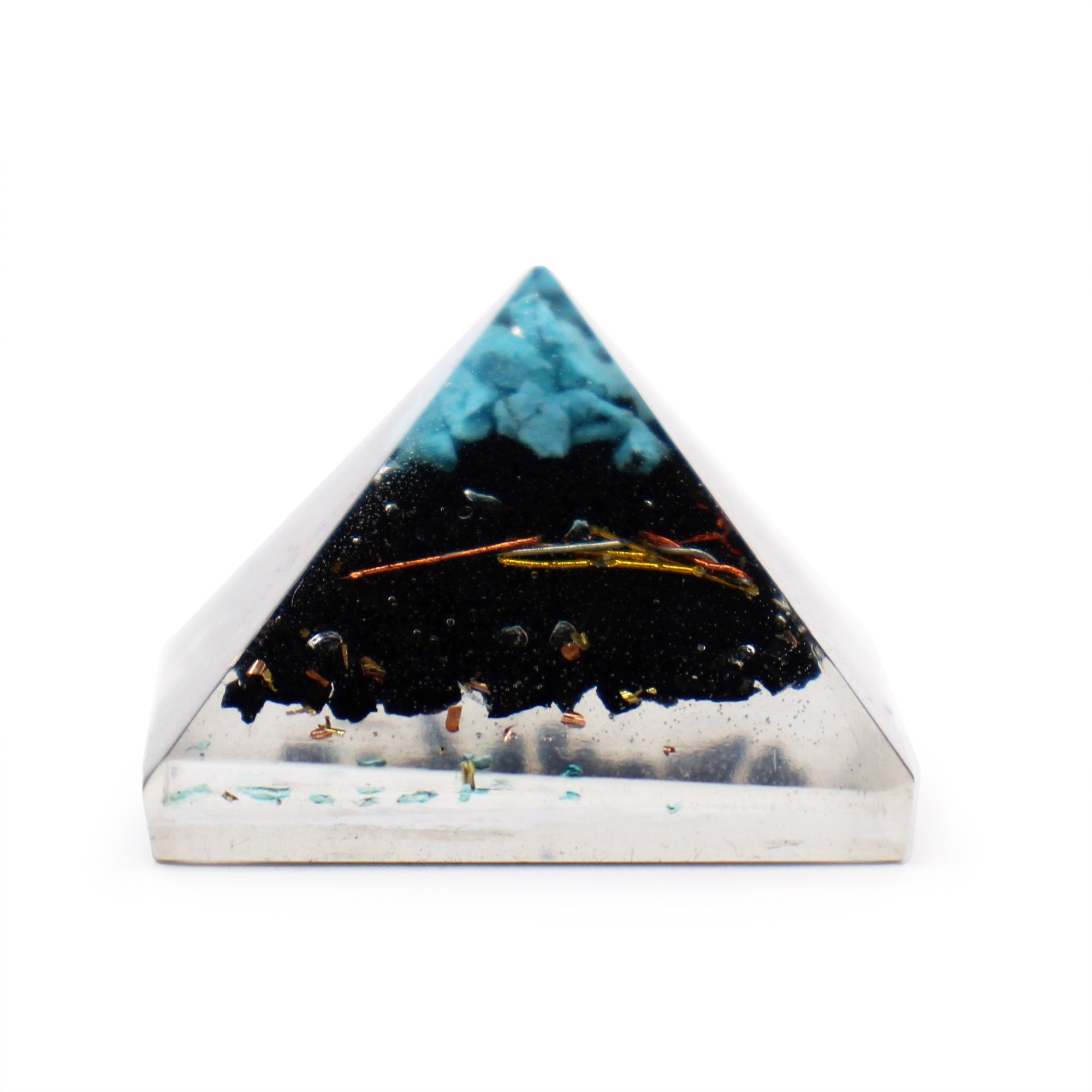 Sm Orgonite Pyramid 25mm Gemchips and Copper (assorted colours/designs) - Image 4