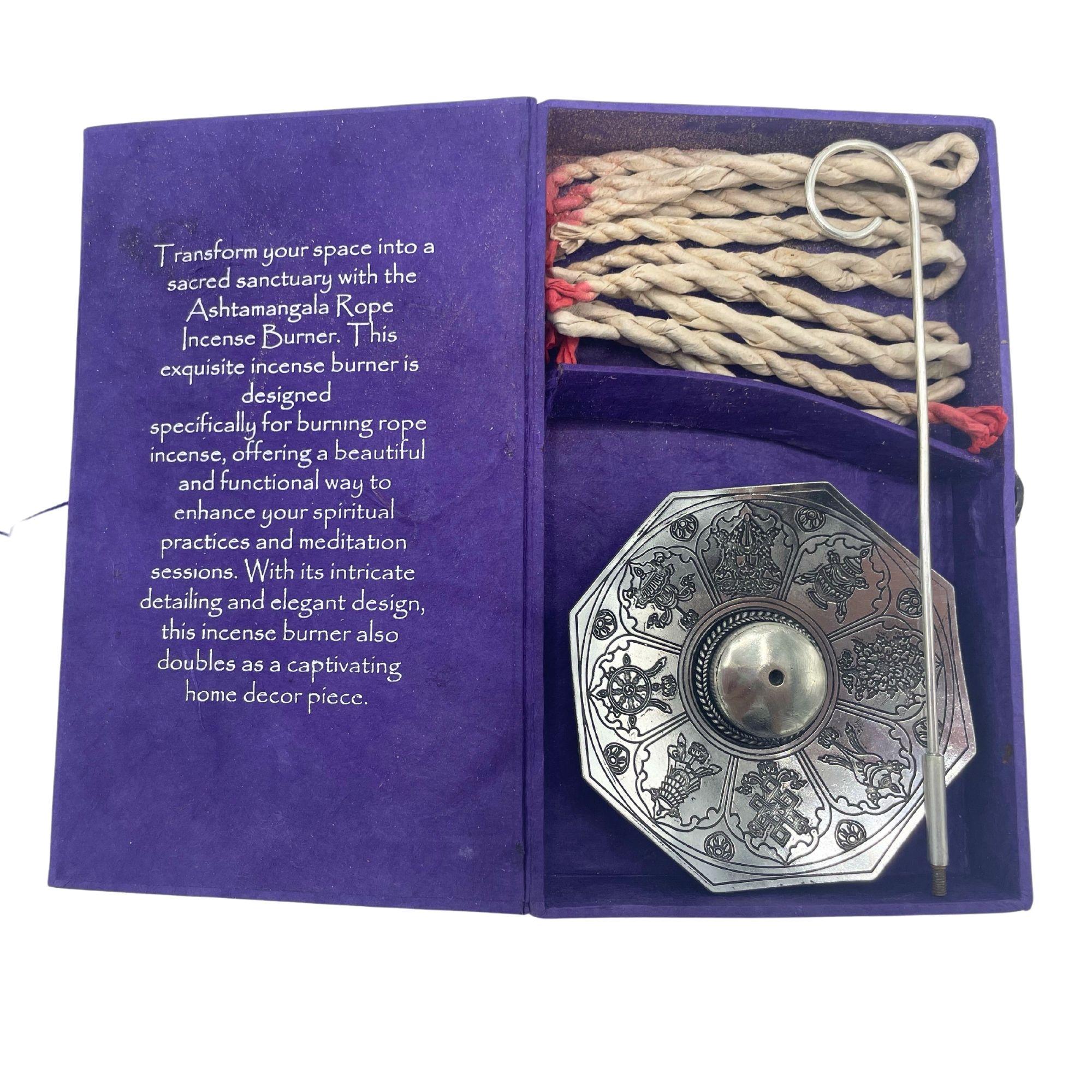 Rope Incense and Silver Plated Holder Set - Astamangal - Image 6