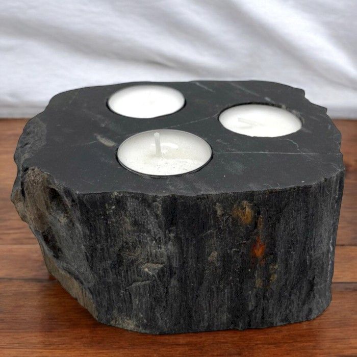 Petrified Wood Candle Holder - Triple - Image 4