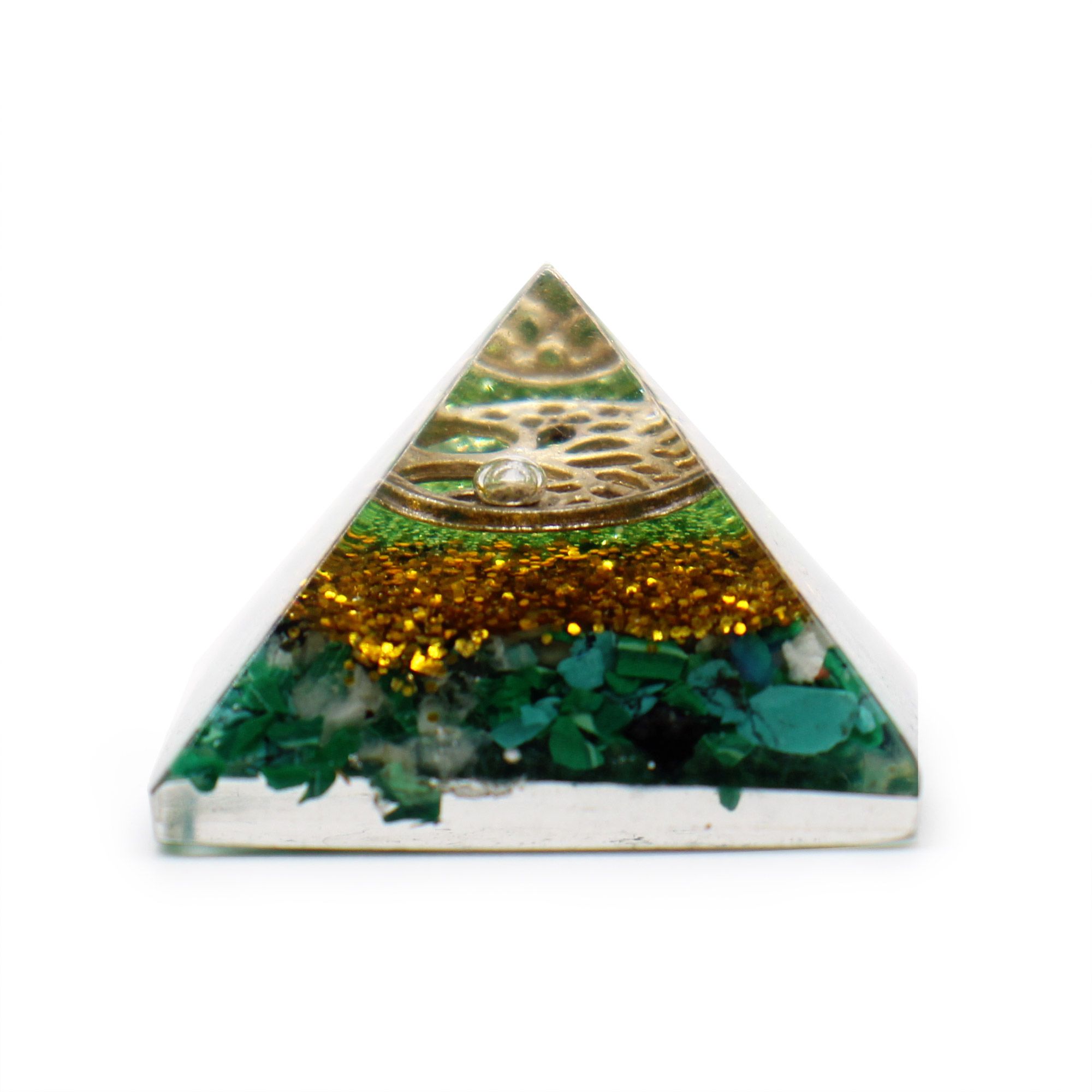 Sm Orgonite Pyramid 25mm Gemchips and Copper (assorted colours/designs) - Image 5