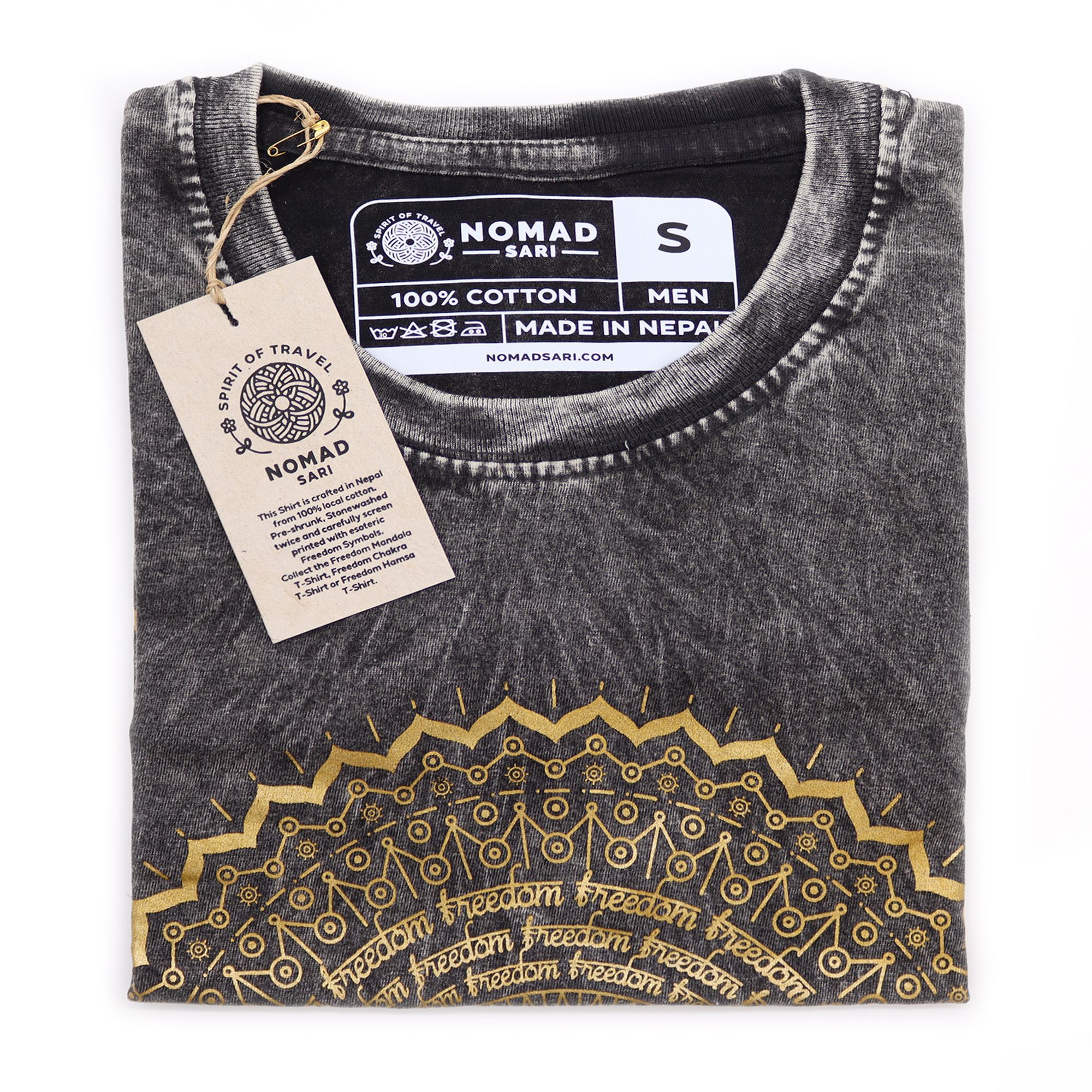 Small Stone Washed T-Shirt - Mandala - Dark Grey - Image 2