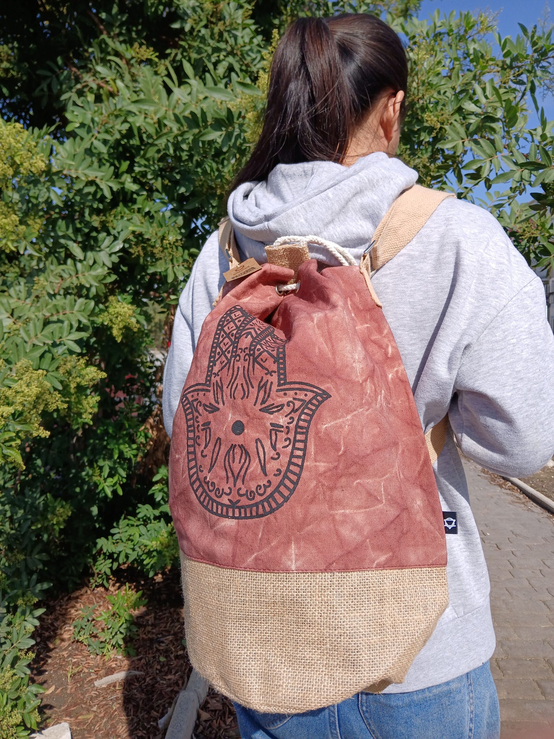 All Natural Backpack - Terracotta Stonewash - Hamsa - Image 3