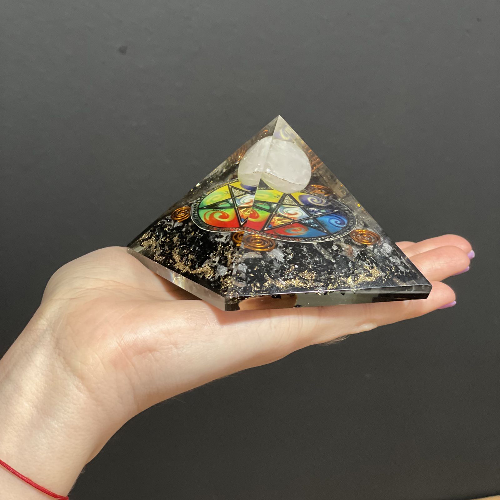 Orgonite Pyramid - Midnight Pentagon - 70mm - Image 3