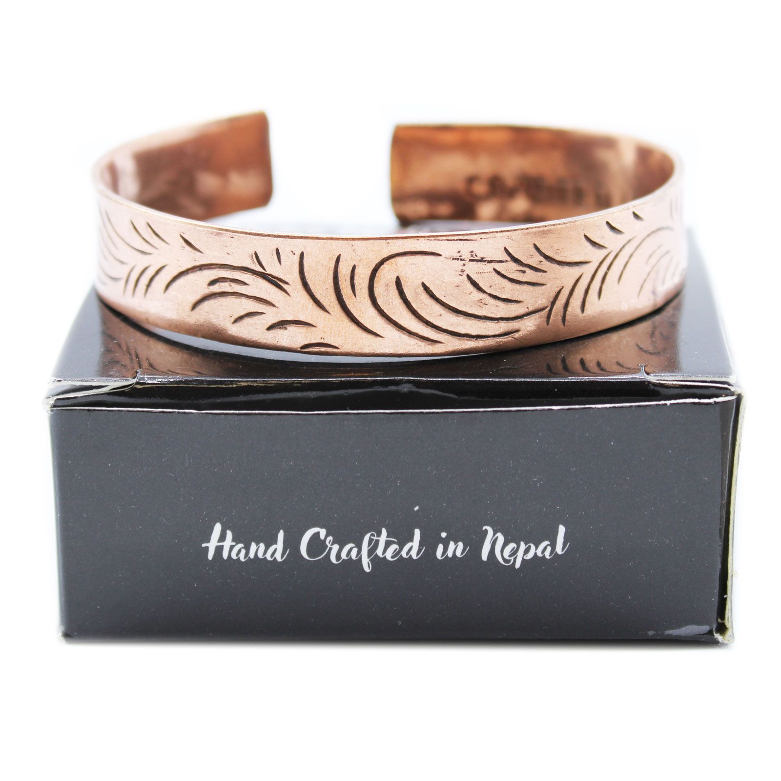 Copper Tibetan Bracelet - Wide Tribal Swirls - Image 2