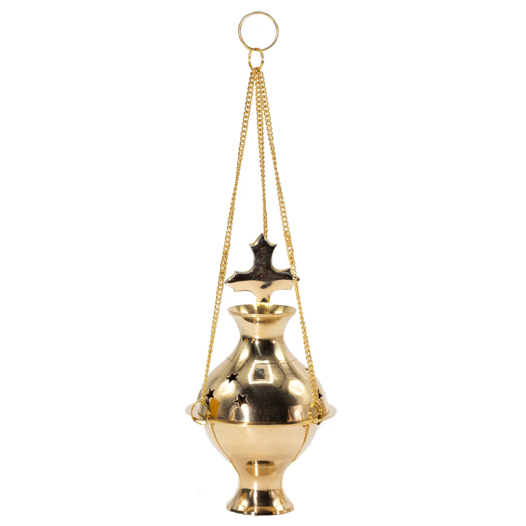 Hanging Brass Incense Burner - Cross