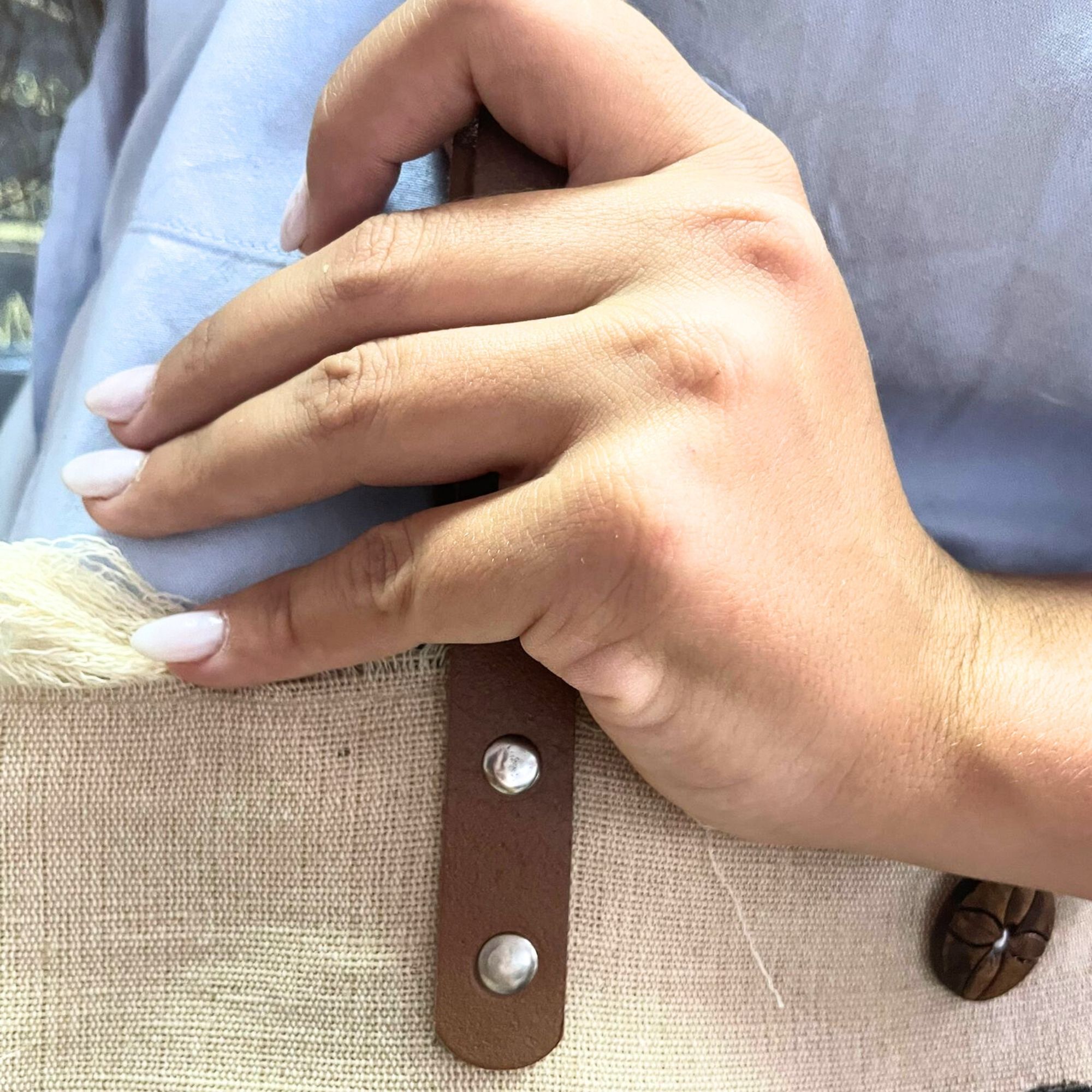 Natural Tote Bag Leather Handle - Flower of Life - Image 3