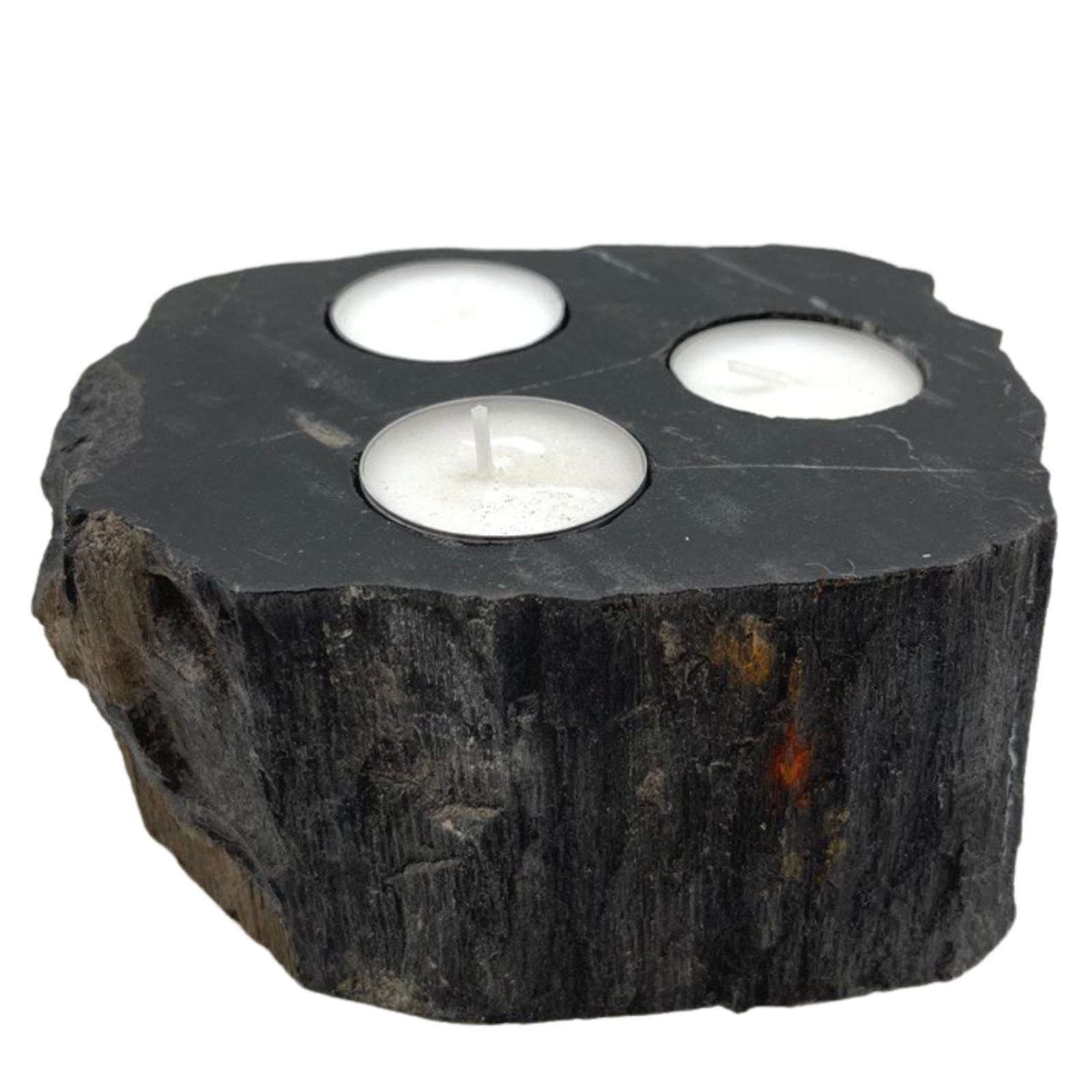 Petrified Wood Candle Holder - Triple - Image 2