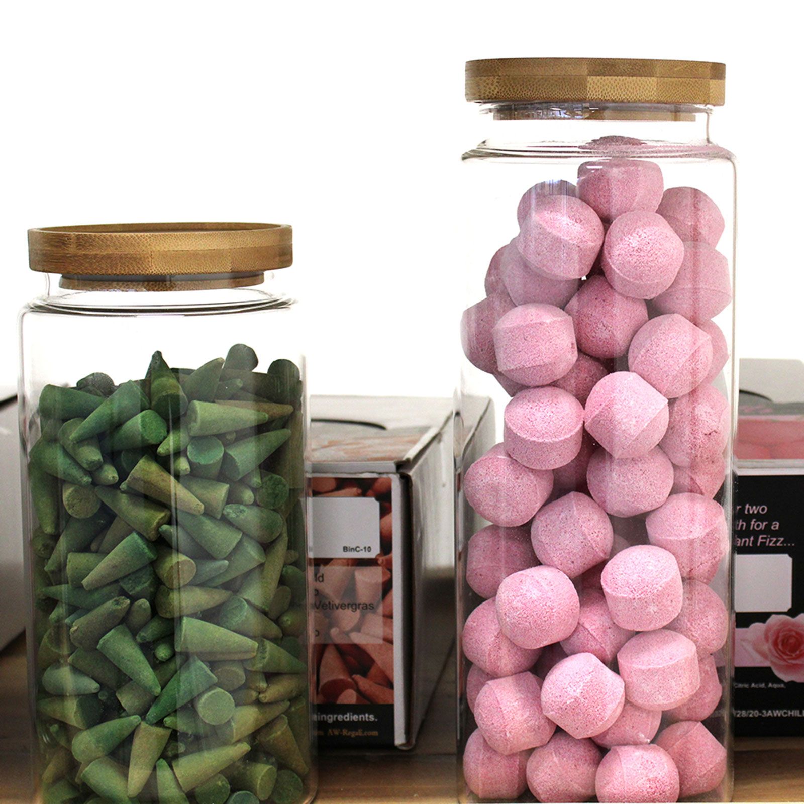 Cottage Bamboo Glass Jar - 15cm - Image 5