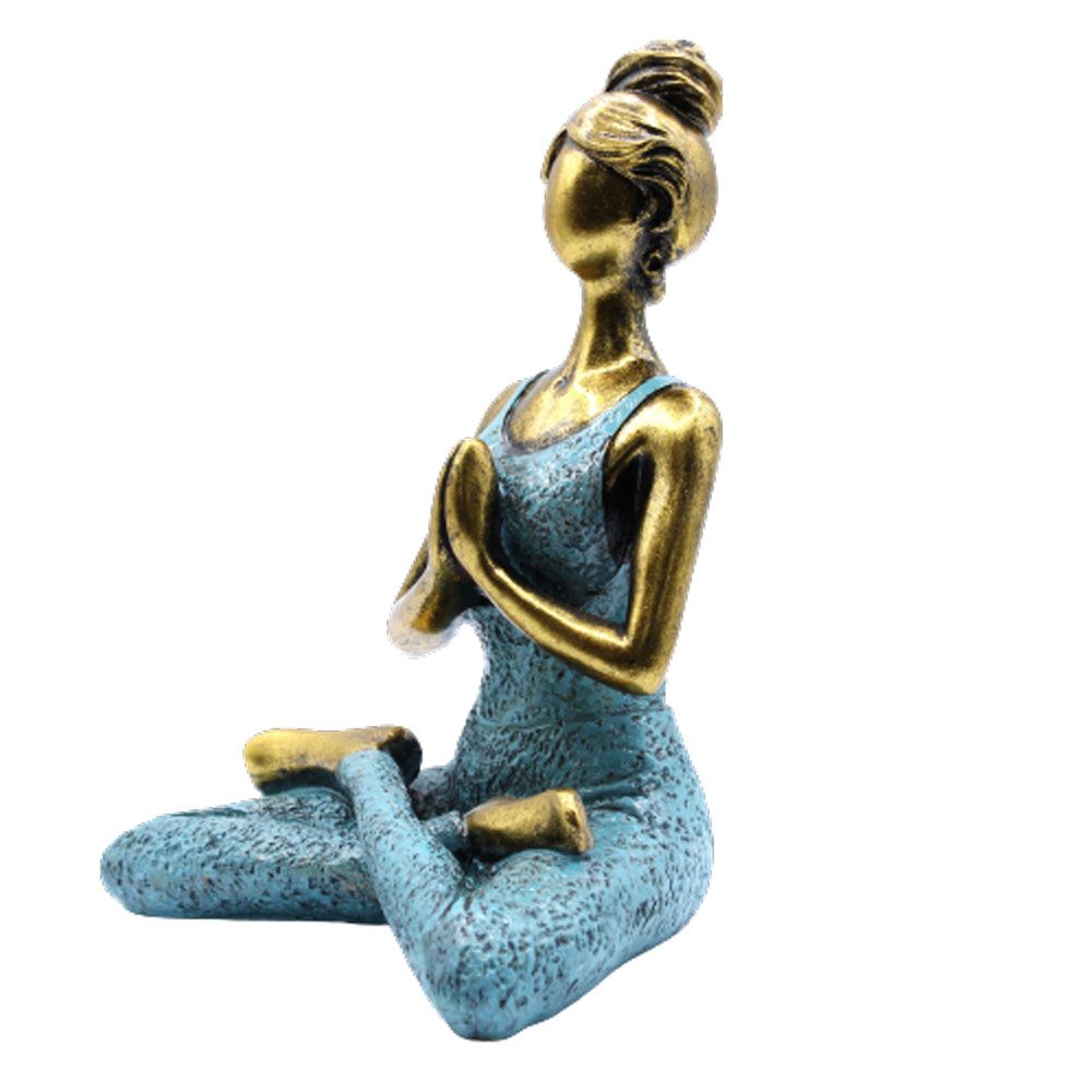 Yoga Lady Figure - Bronze & Turqoise 24cm - Image 2