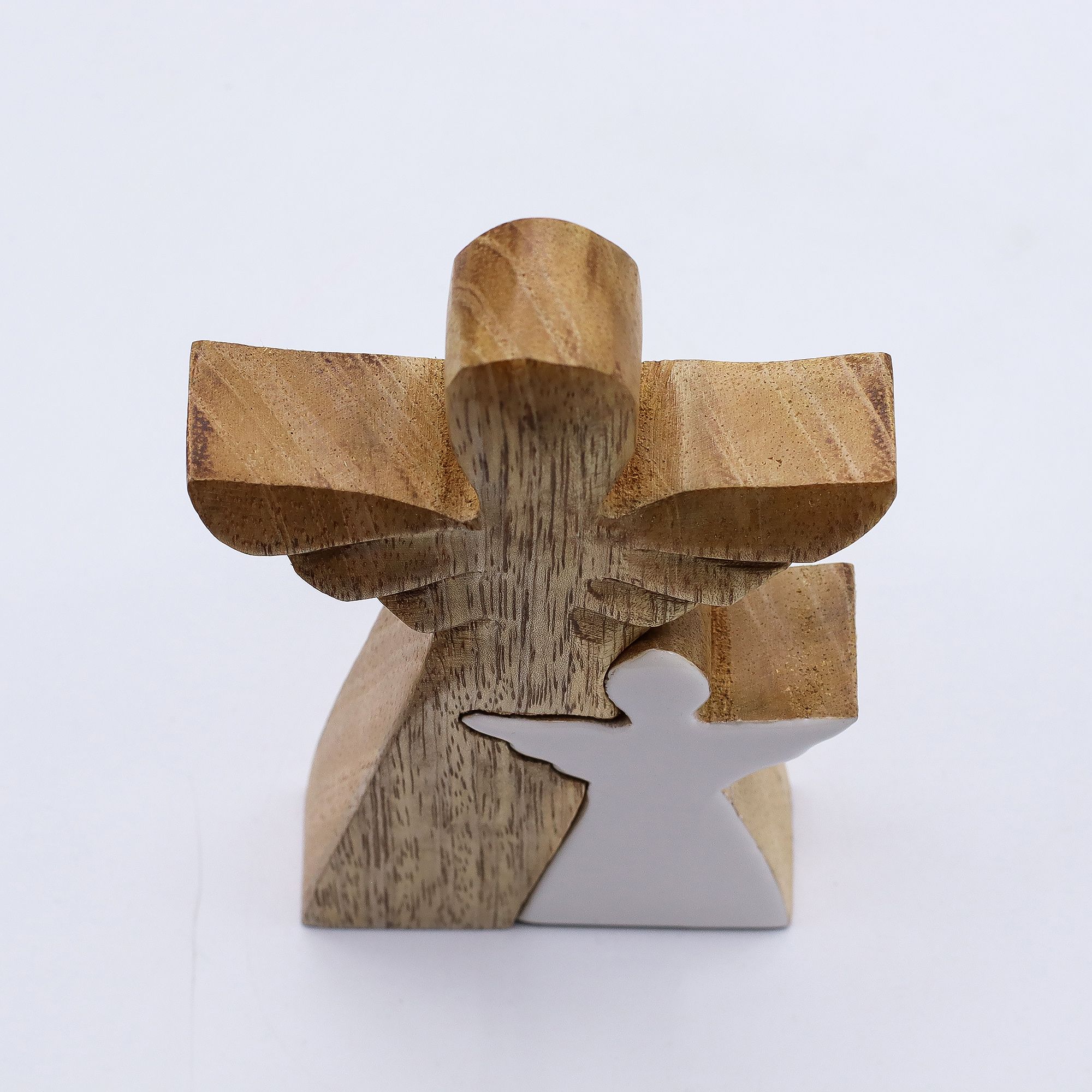Mango Wood Angel in Angel - White Enamel - Image 5