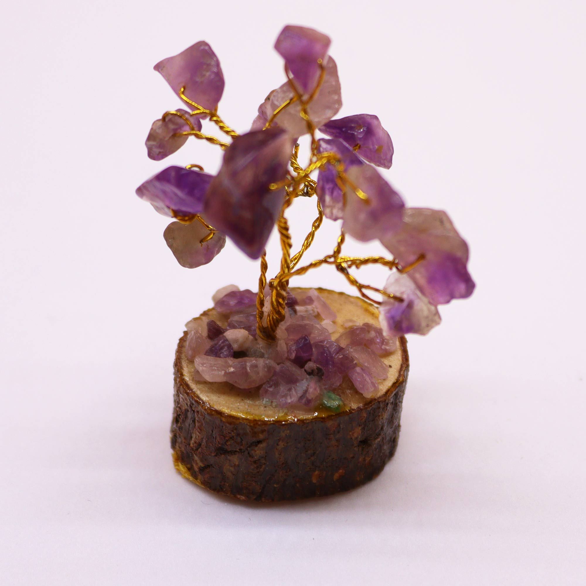 Mini Gemstone Tree On Wood Base - Amethyst (15 stones) - Image 6