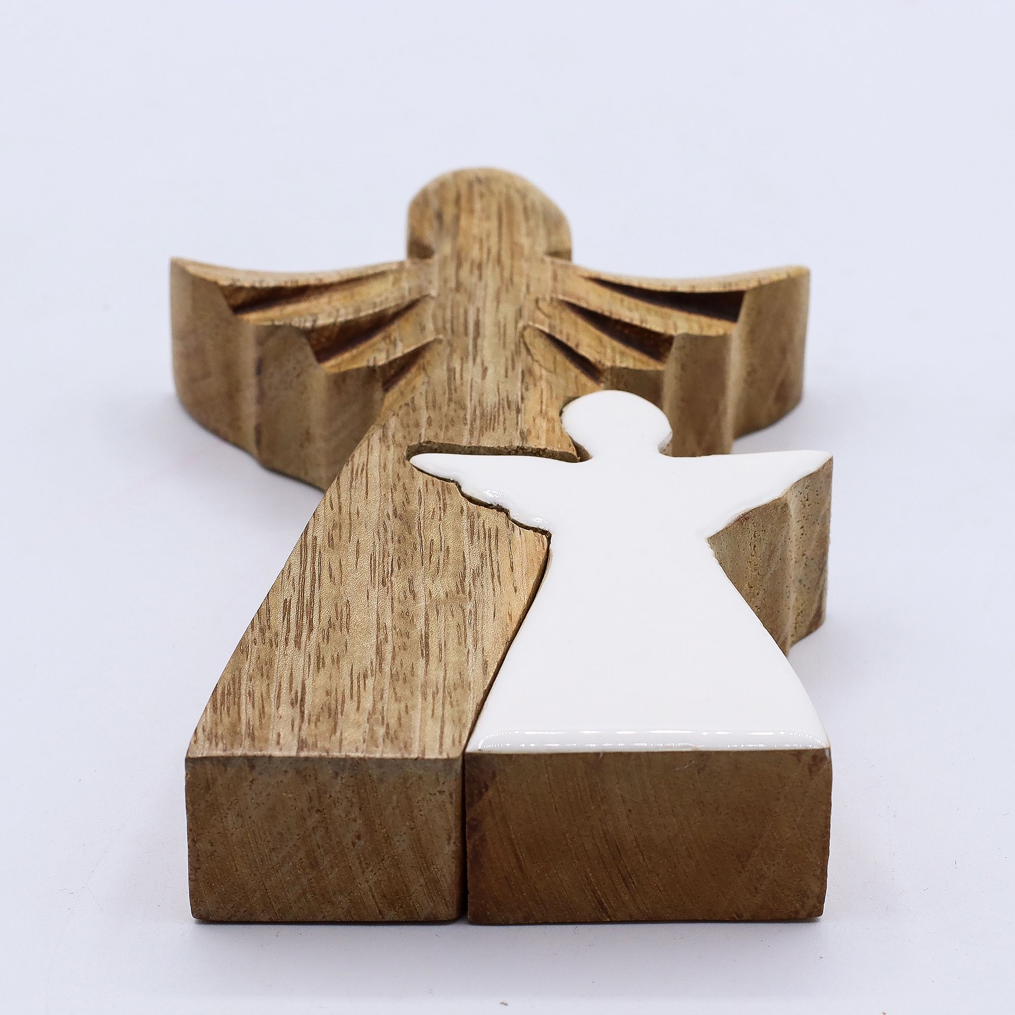 Mango Wood Angel in Angel - White Enamel - Image 6