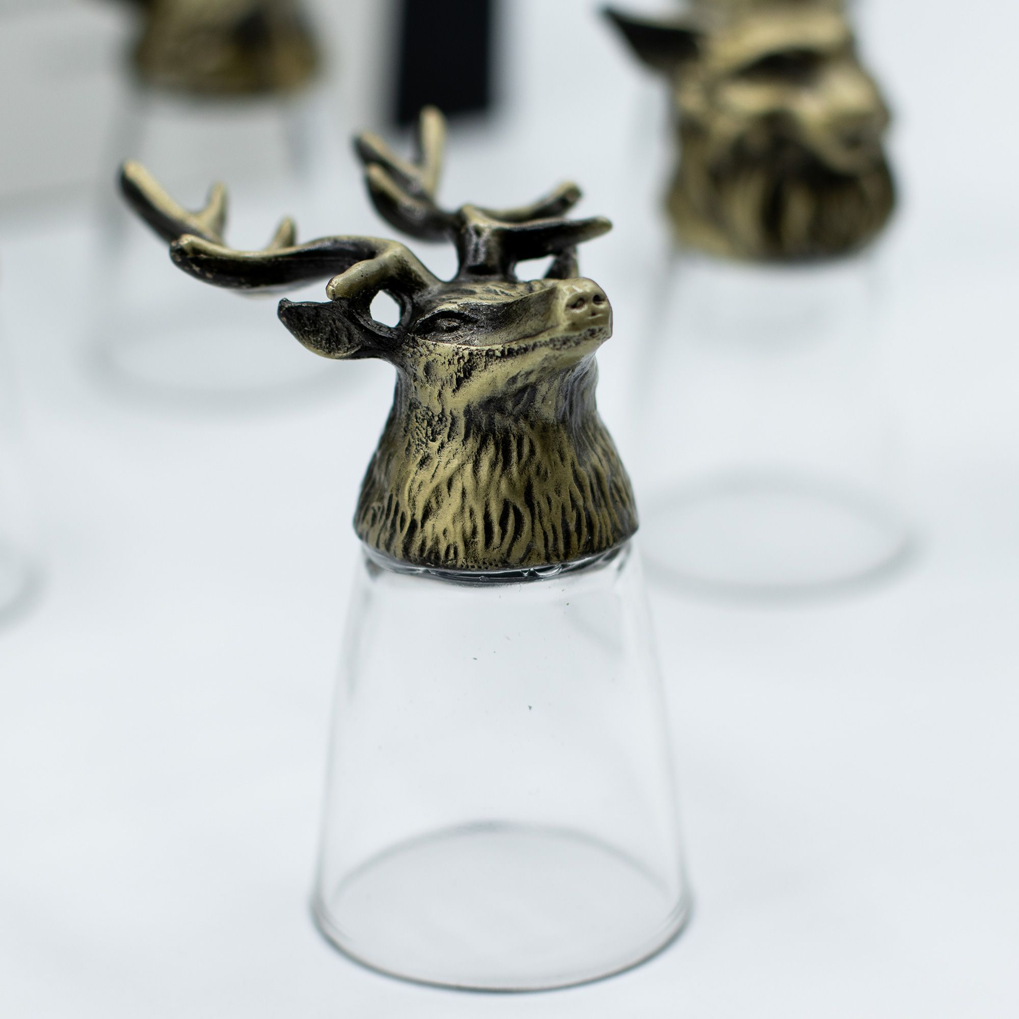 Gift Set of 12 Bottom Up Shot Glasses (25ml) - Forest & Mystical Creatures - Antique Bronze - Image 2