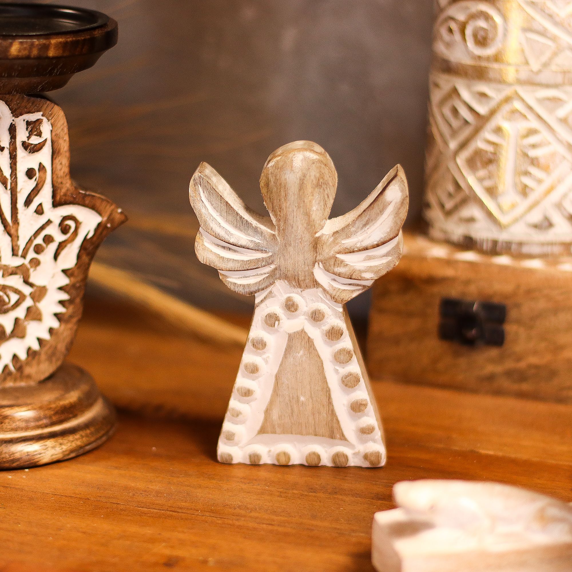 Mango Wood Angel - Whitewash - Image 7