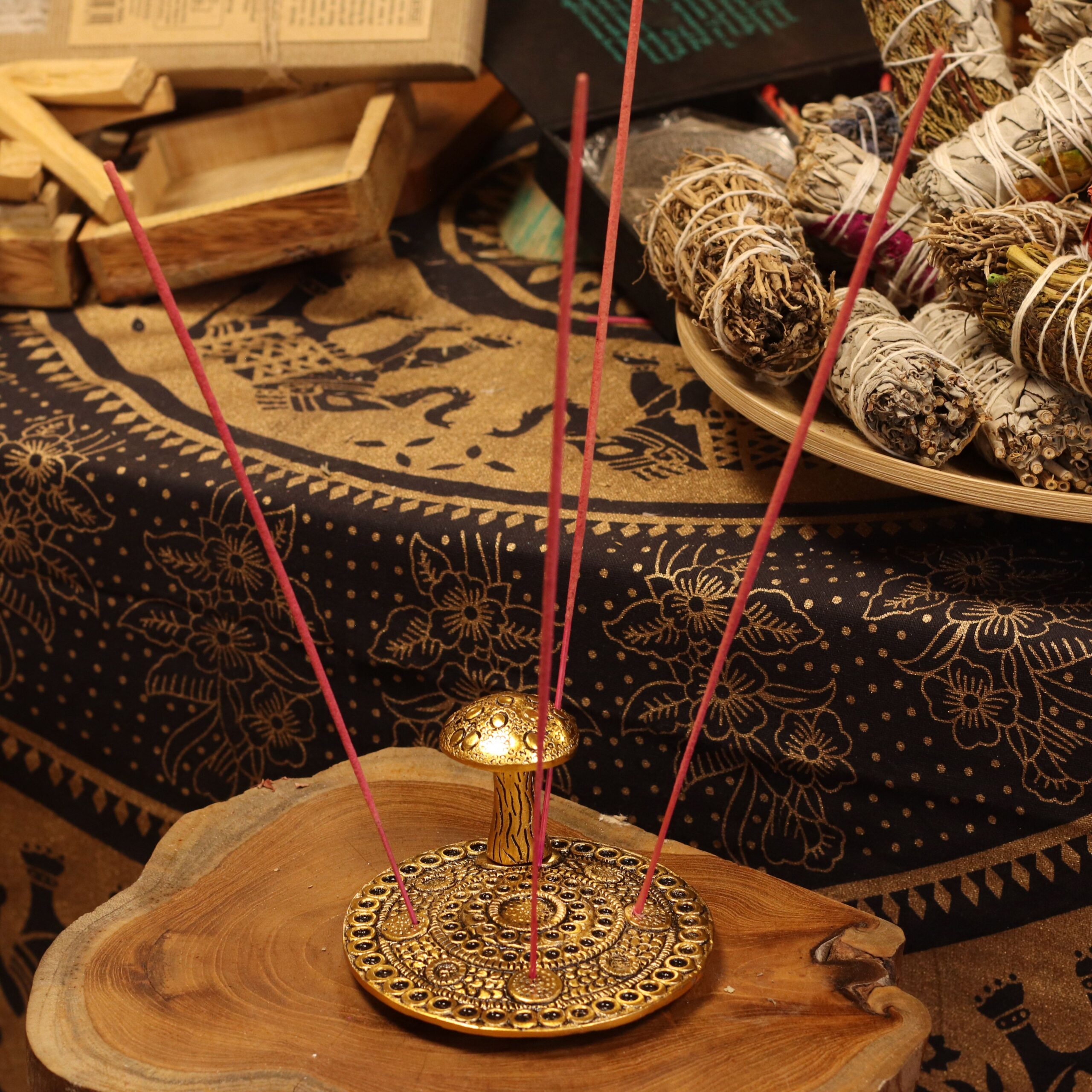 Mushroom Plate - Brass Effect - Incense Holder - Image 2