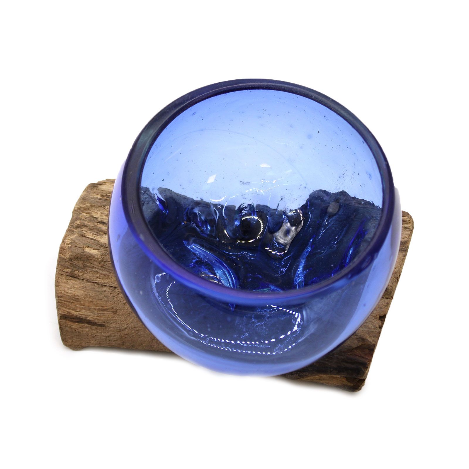Molton Glass Mini Blue Bowl on Wood - Image 6