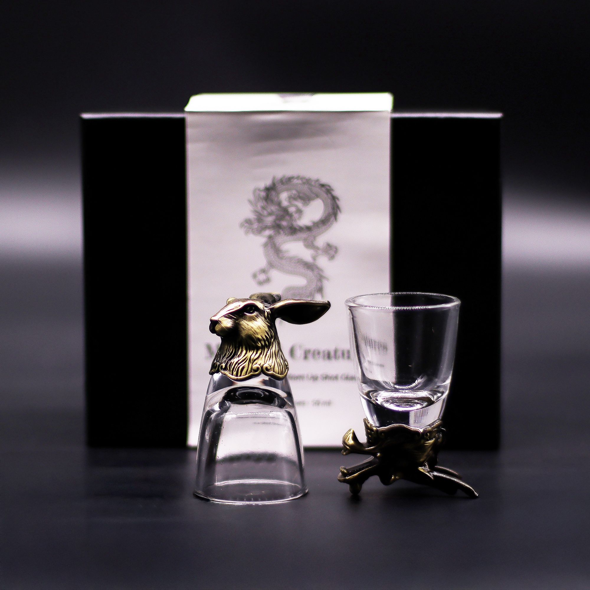 Gift Set of 6 Shot Glasses (50ml) - Mystical Creatures - Antique Bronze - Image 3