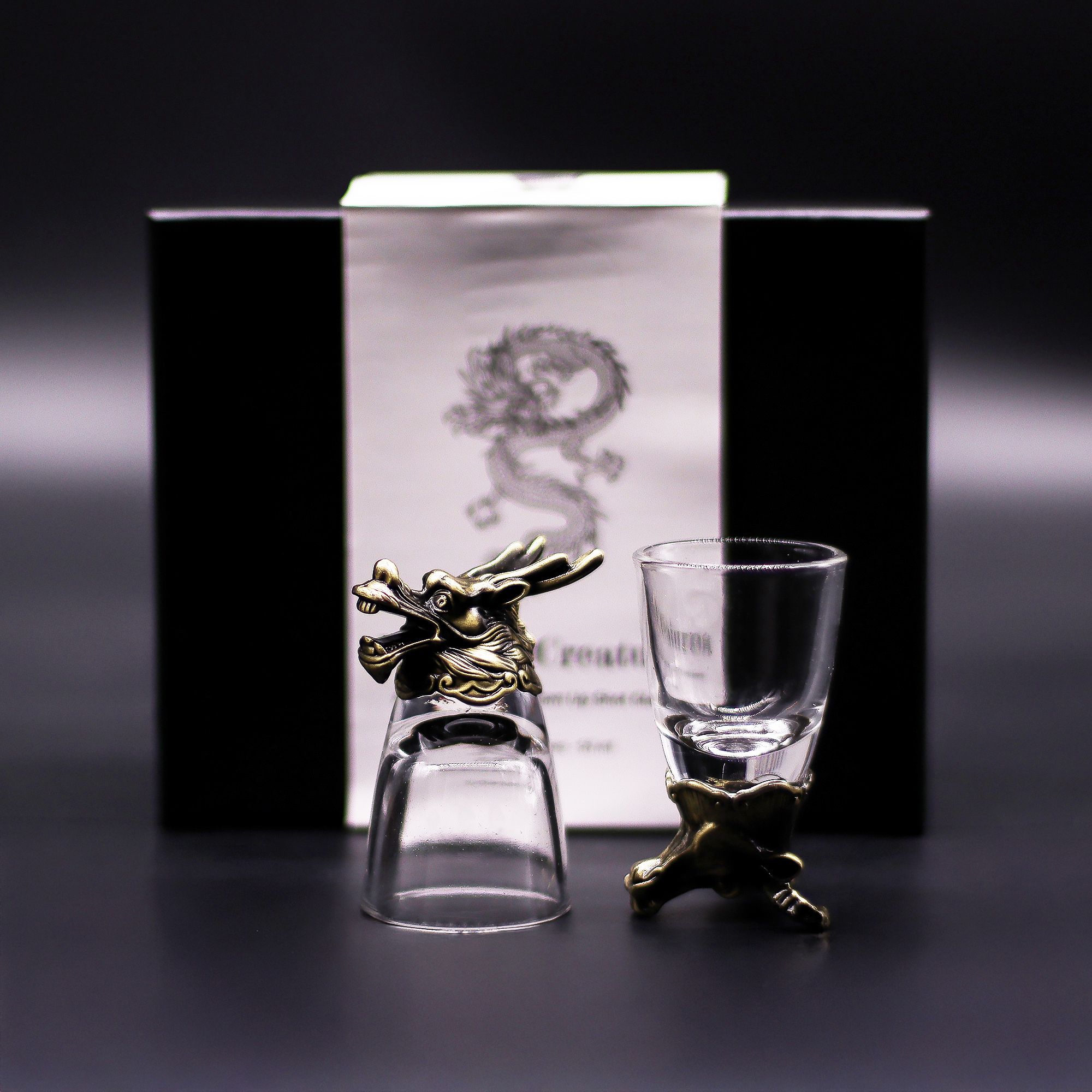 Gift Set of 6 Shot Glasses (50ml) - Mystical Creatures - Antique Bronze - Image 4