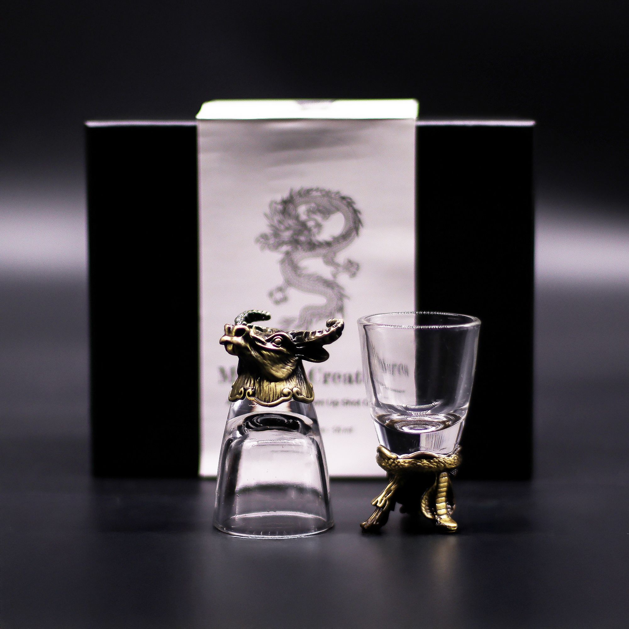 Gift Set of 6 Shot Glasses (50ml) - Mystical Creatures - Antique Bronze - Image 6