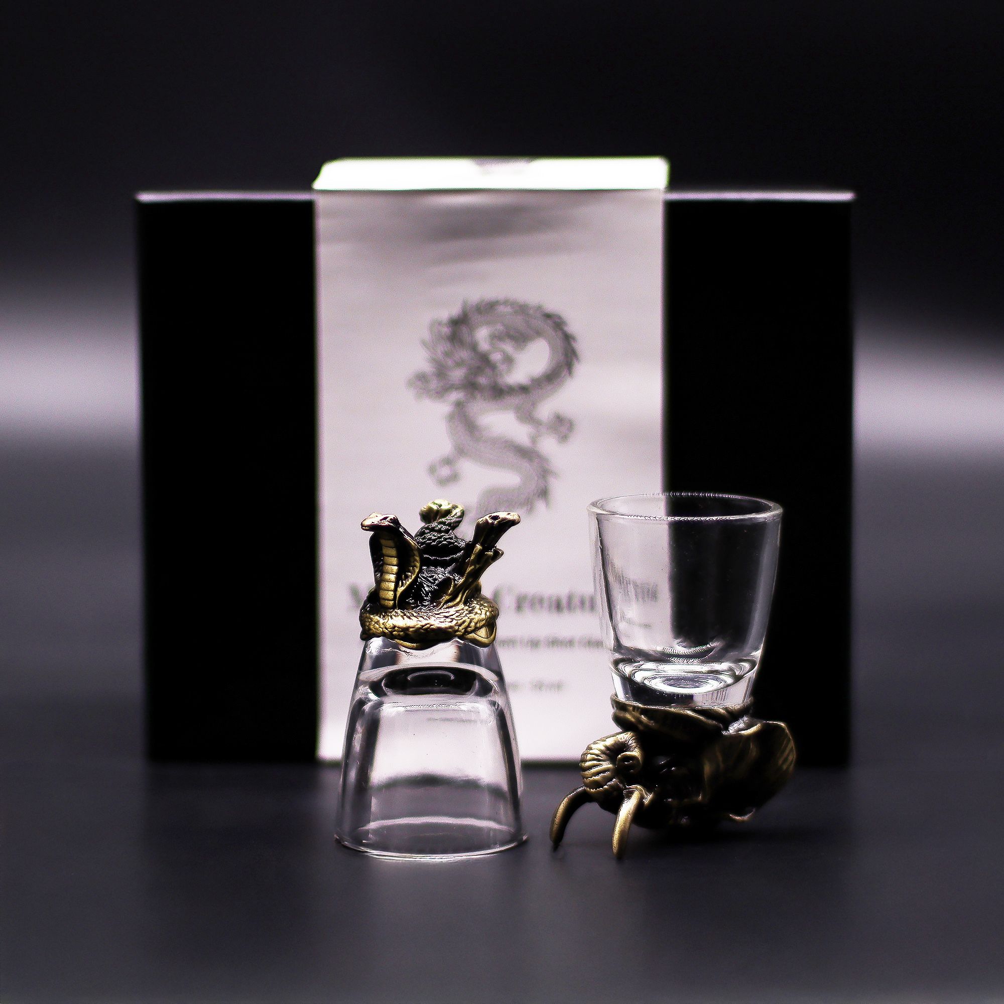 Gift Set of 6 Shot Glasses (50ml) - Mystical Creatures - Antique Bronze - Image 5