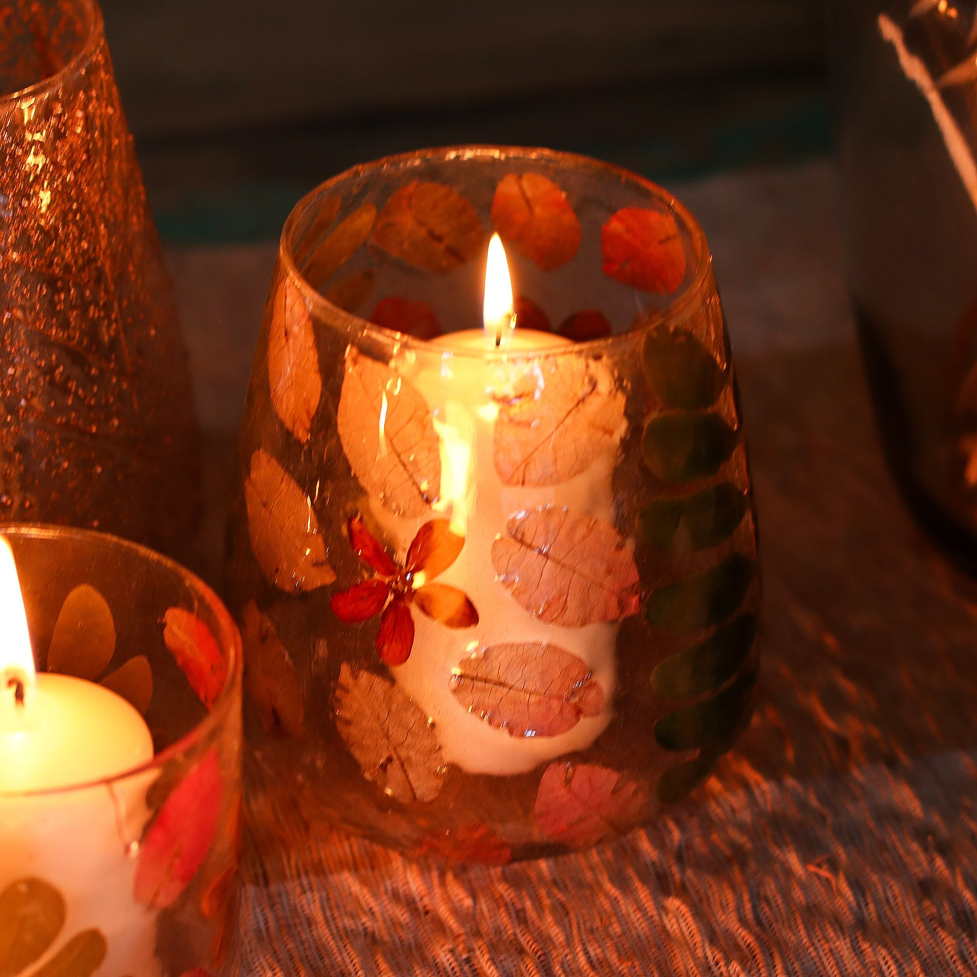 Natural Floral Glass - Vase Candle Holder - Primavera - (12x11cm) - Image 6