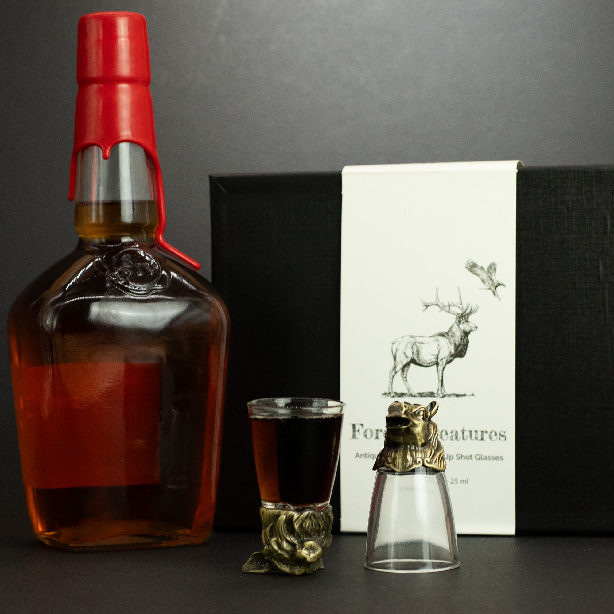 Gift Set of 12 Bottom Up Shot Glasses (25ml) - Forest & Mystical Creatures - Antique Bronze - Image 7