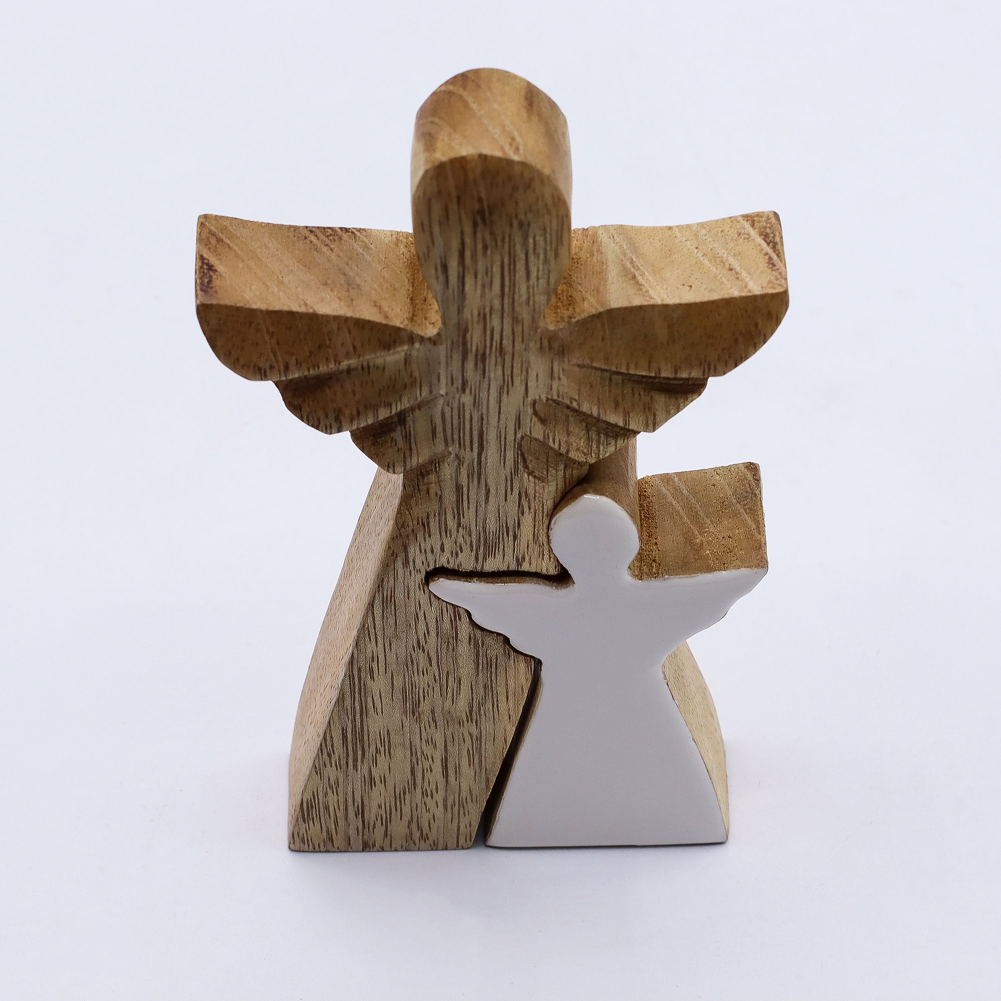 Mango Wood Angel in Angel - White Enamel - Image 2