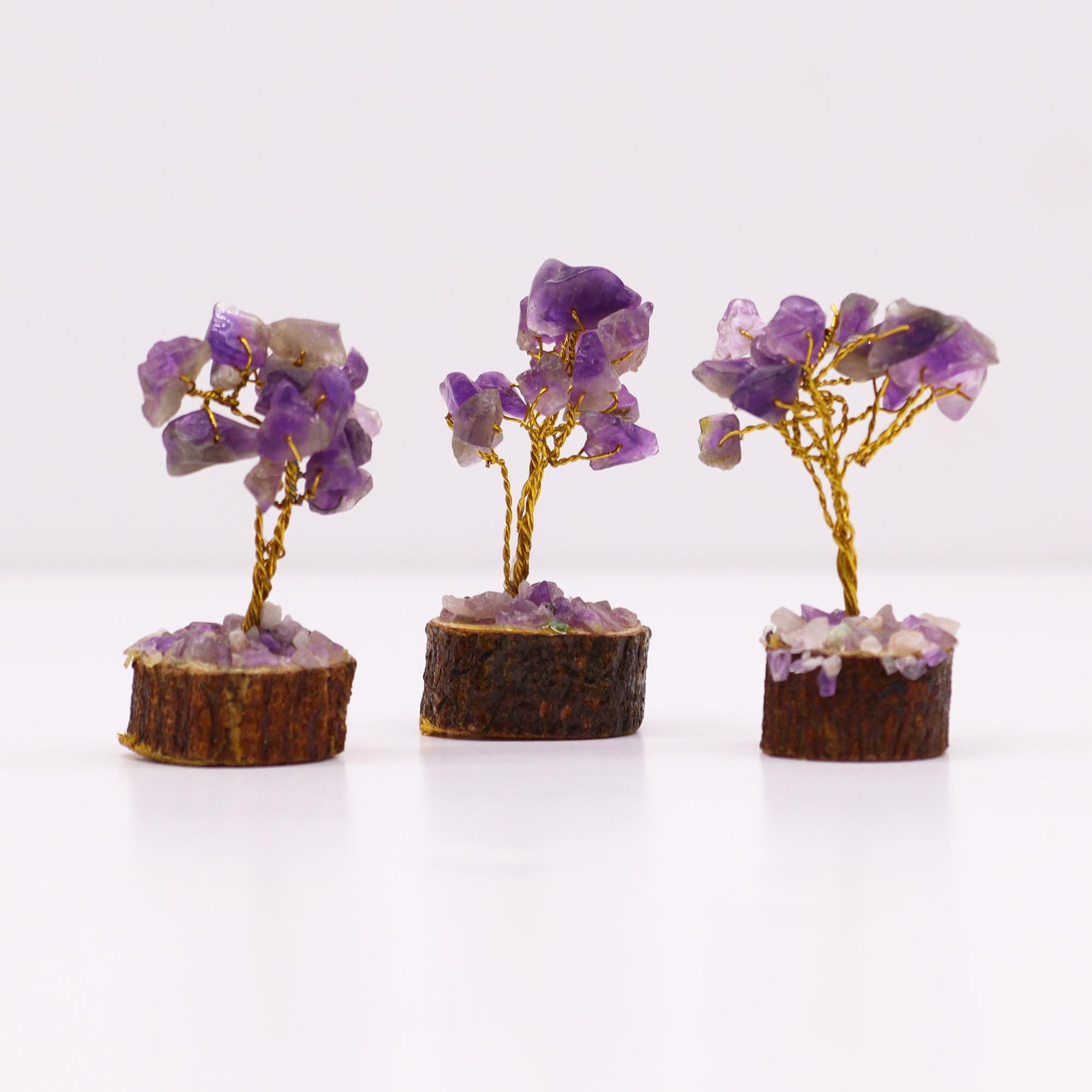 Mini Gemstone Tree On Wood Base - Amethyst (15 stones) - Image 4