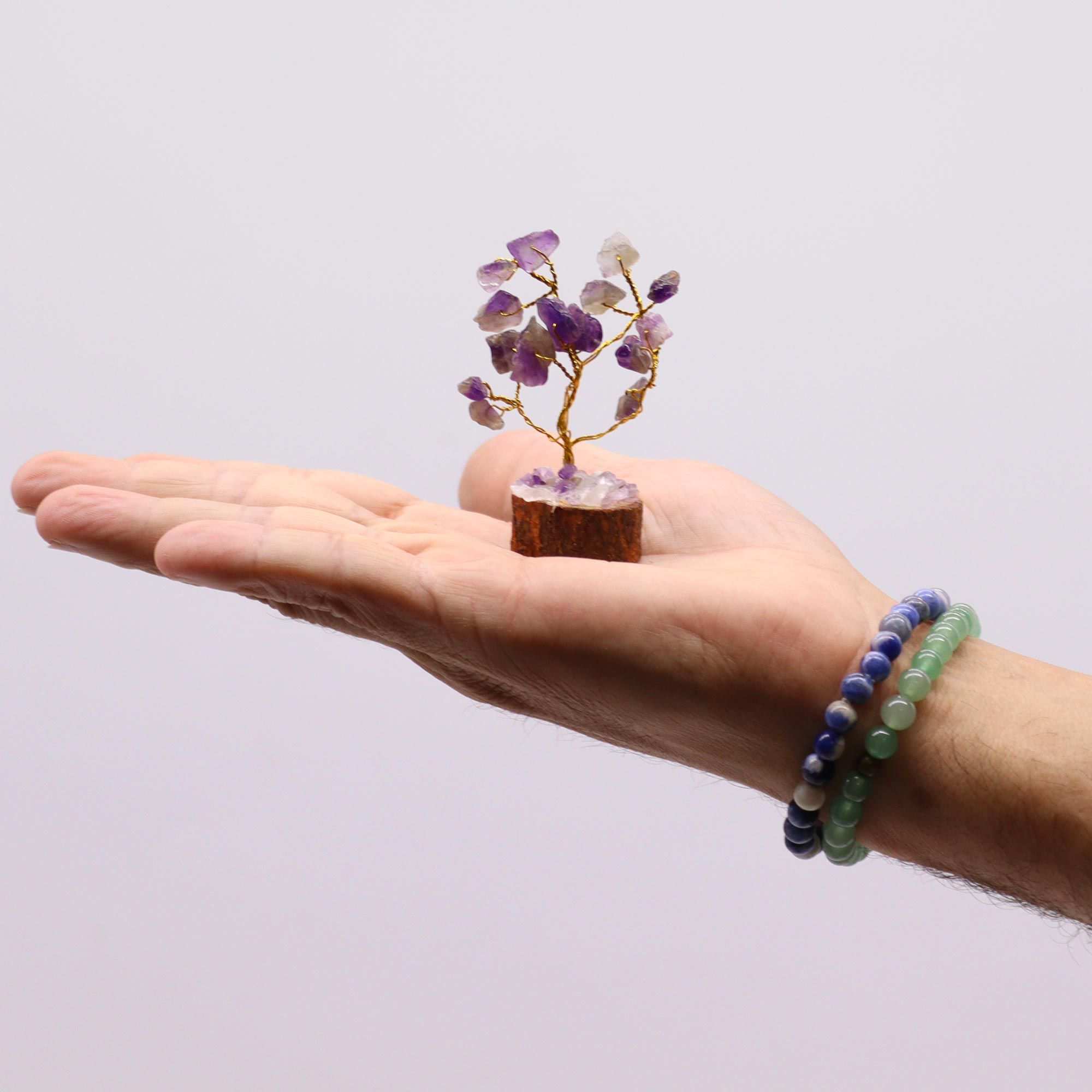 Mini Gemstone Tree On Wood Base - Amethyst (15 stones) - Image 5