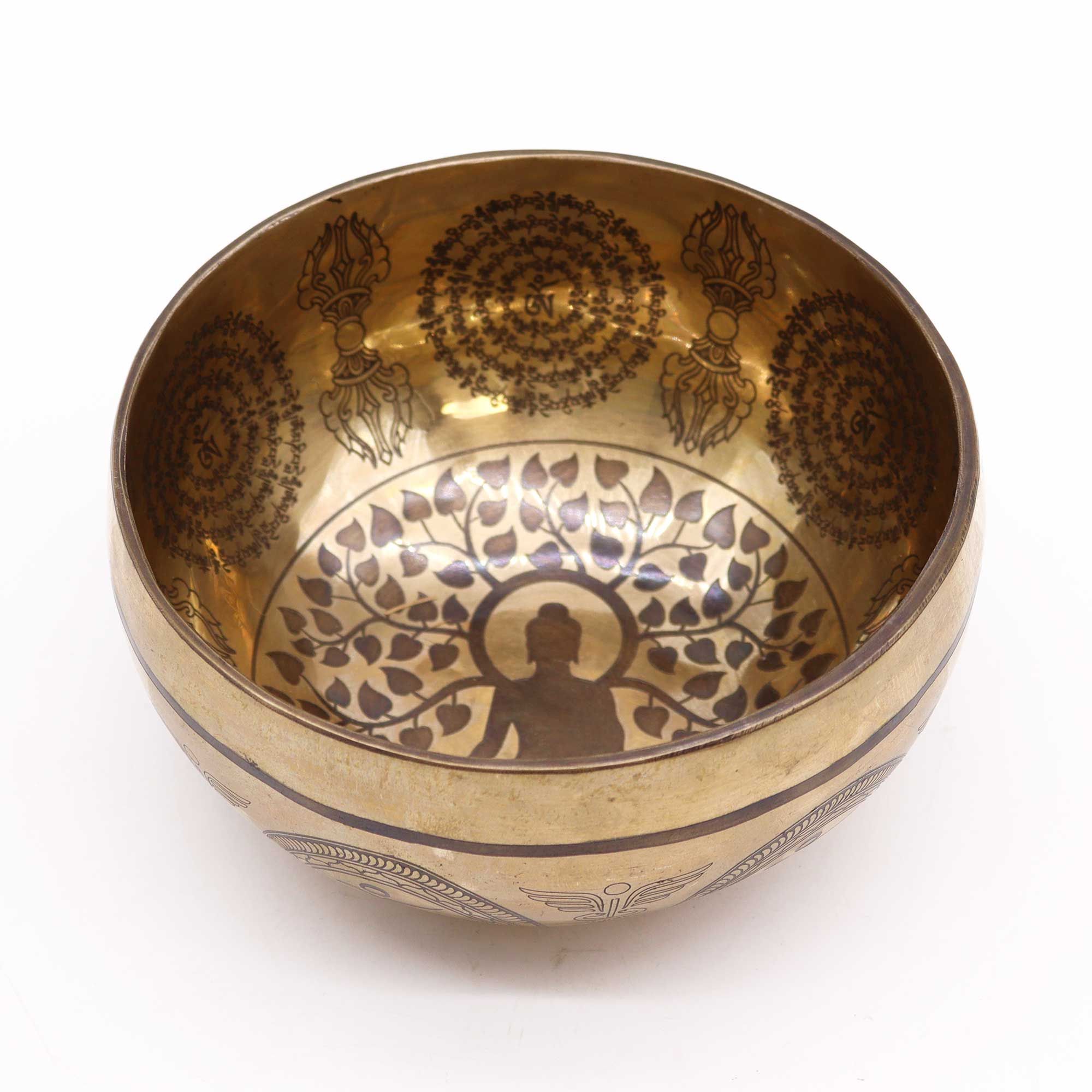 Tibetan Healing Engraved Bowl - 16cm - Bodhi Tree Buddha - Image 2